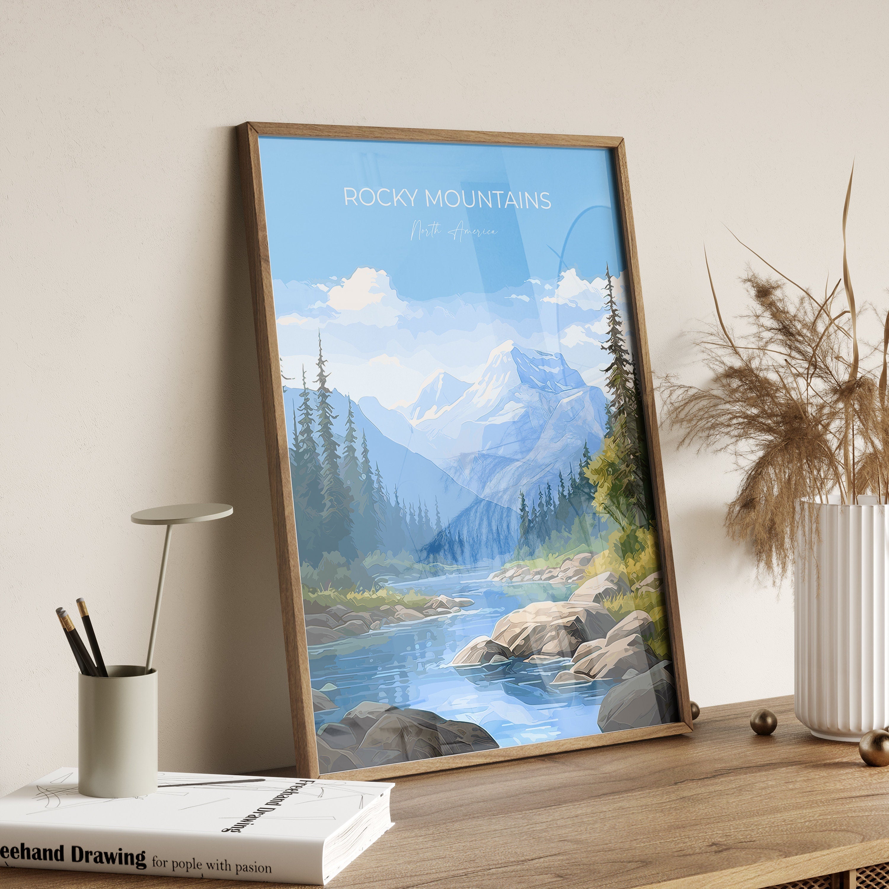 Rocky Mountains Poster, Travel Print of Rocky Mountains, Rockies Art North America, USA, Canada, Travel Gift NQ Media Designs