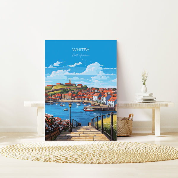 Whitby Travel Poster, Travel Print of Whitby, Yorkshire Gift, England, North Yorkshire Art, Whitby Gift, Wall Art Print