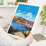 Whitby Travel Poster, Travel Print of Whitby, Yorkshire Gift, England, North Yorkshire Art, Whitby Gift, Wall Art Print NQ Media Designs