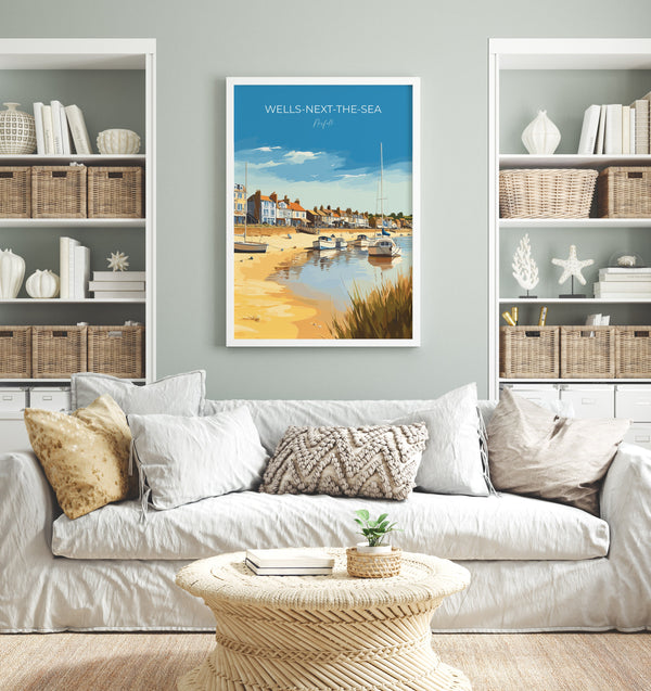 Wells Next the Sea Travel Print, Travel Poster of Wells Next the Sea, Norfolk, England, Norfolk Art, Norfolk Gift, Wall Art Print
