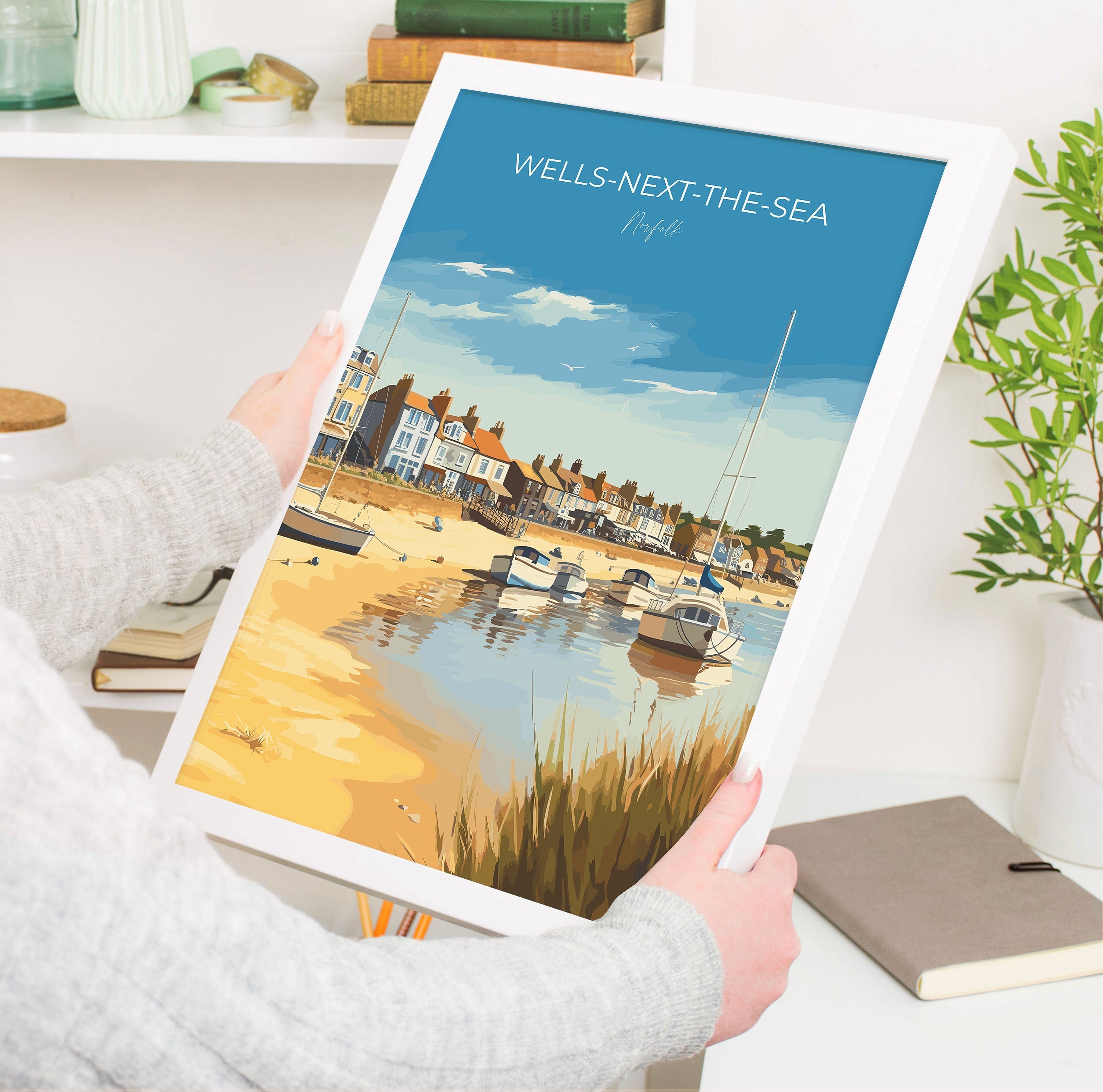 Wells Next the Sea Travel Print, Travel Poster of Wells Next the Sea, Norfolk, England, Norfolk Art, Norfolk Gift, Wall Art Print NQ Media Designs
