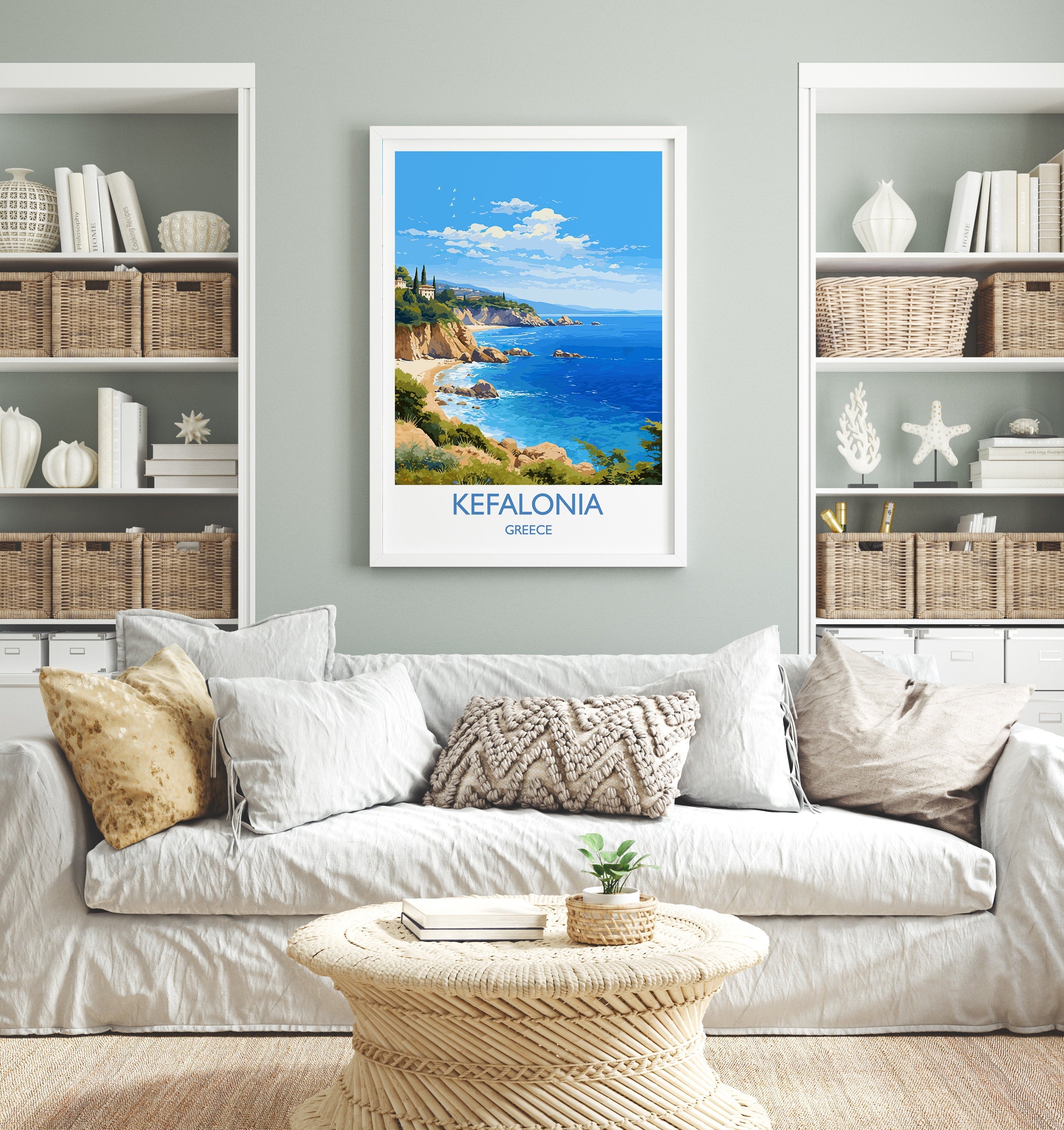 Kefalonia Travel Poster, Travel Print of Kefalonia, Greece, Kefalonia Art Gift, Wall Art Print NQ Media Designs