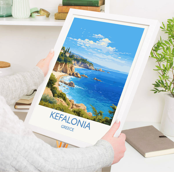 Kefalonia Travel Poster, Travel Print of Kefalonia, Greece, Kefalonia Art Gift, Wall Art Print