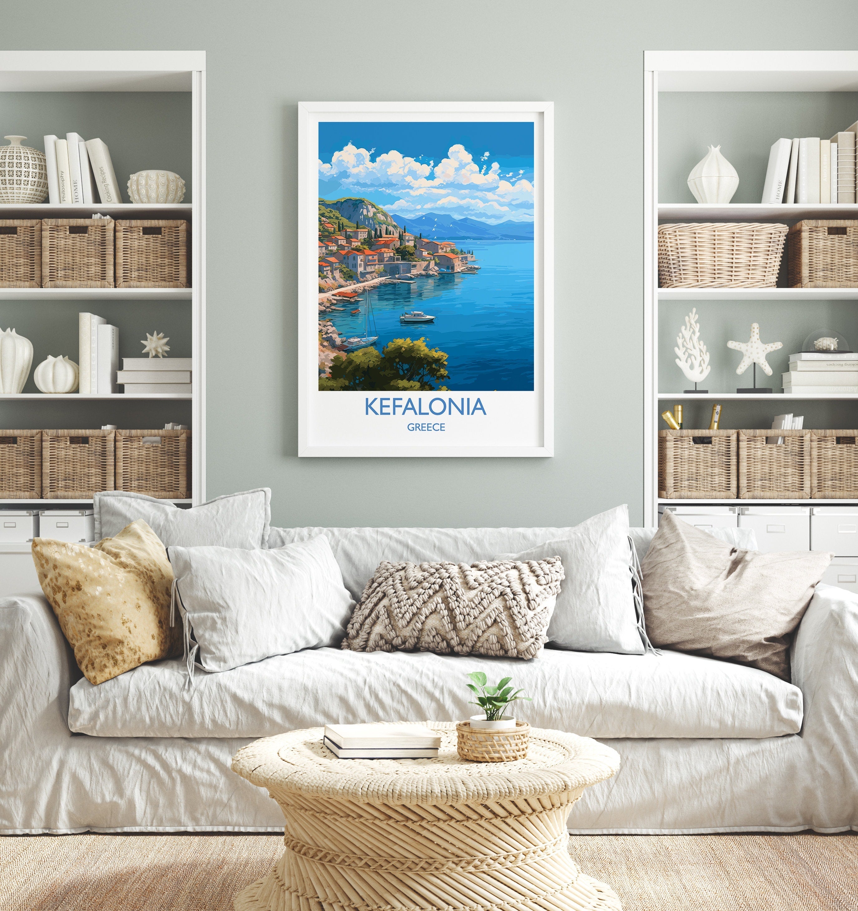 Kefalonia Print, Travel Poster of Kefalonia, Greece, Kefalonia Gift Art, Wall Art Print NQ Media Designs