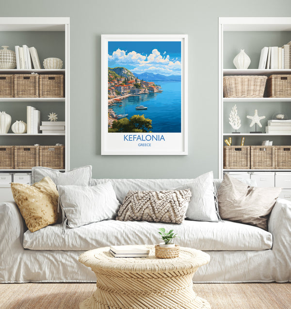 Kefalonia Print, Travel Poster of Kefalonia, Greece, Kefalonia Gift Art, Wall Art Print