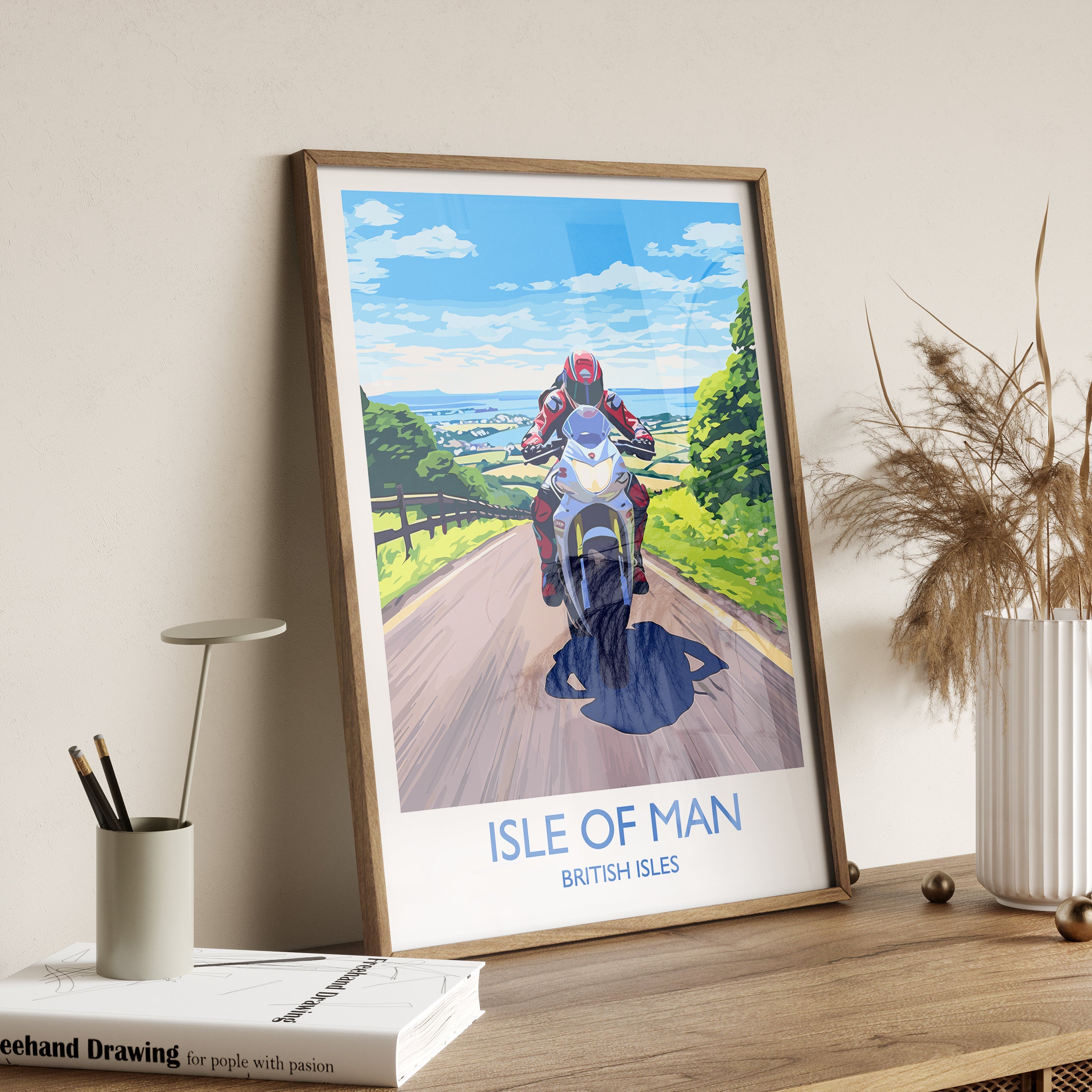 Isle of Man Motorbike Print, Travel Poster of Isle of Man, Motorbike Racing, Isle of Man Art Gift,British Isles Wall Art Print NQ Media Designs