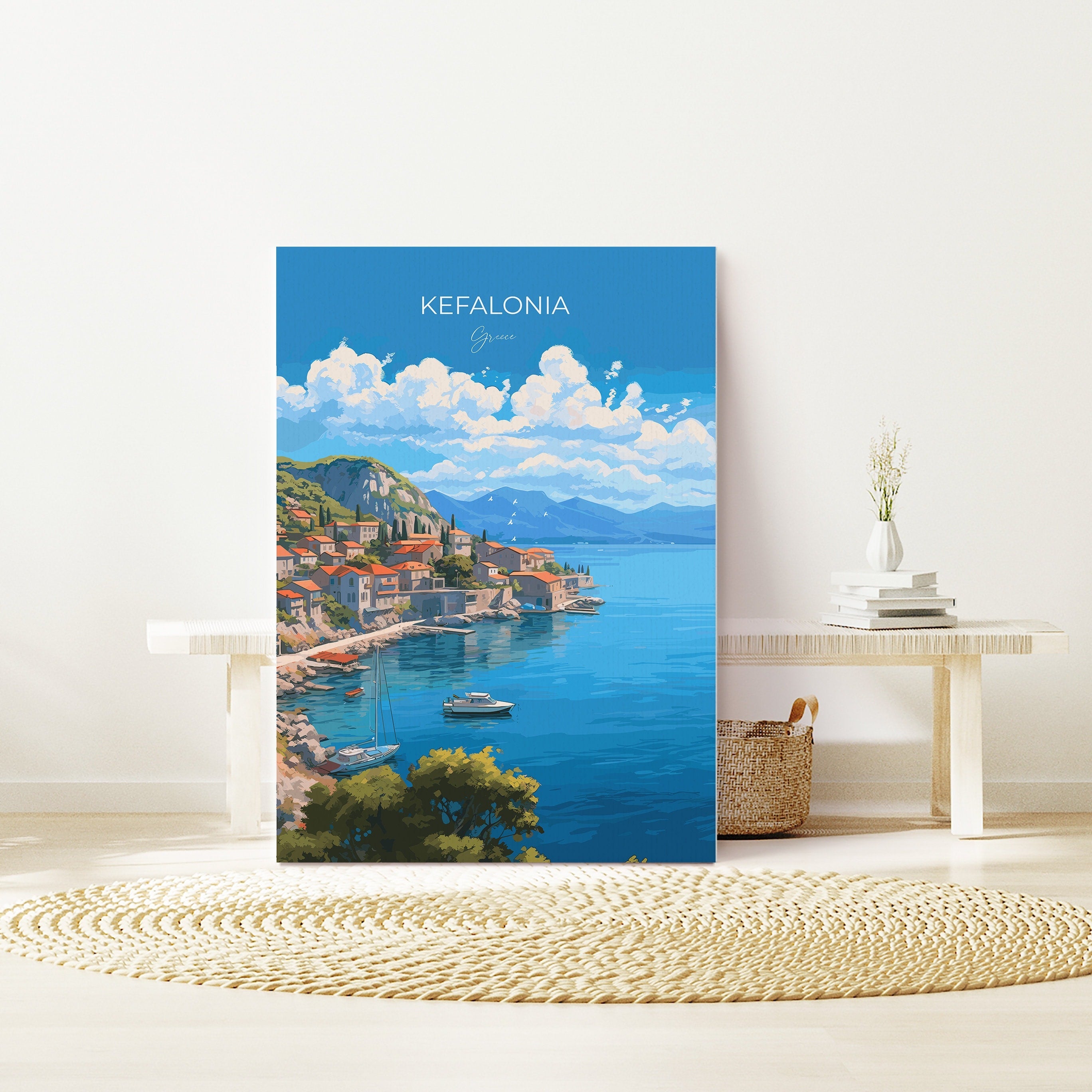 Kefalonia Print, Travel Poster of Kefalonia, Greece, Kefalonia Gift Art, Wall Art Print NQ Media Designs