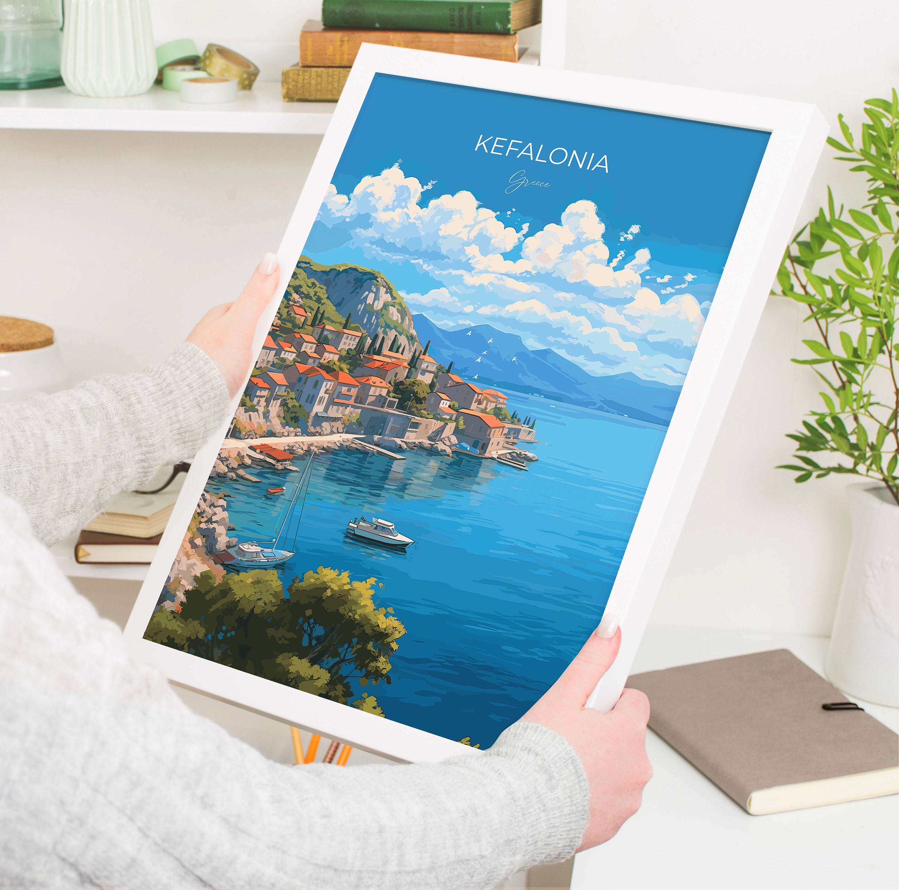 Kefalonia Print, Travel Poster of Kefalonia, Greece, Kefalonia Gift Art, Wall Art Print NQ Media Designs
