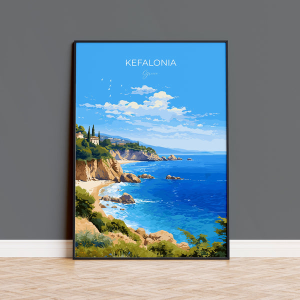 Kefalonia Poster, Travel Print of Kefalonia, Greece, Kefalonia Gift Art, Wall Art Print