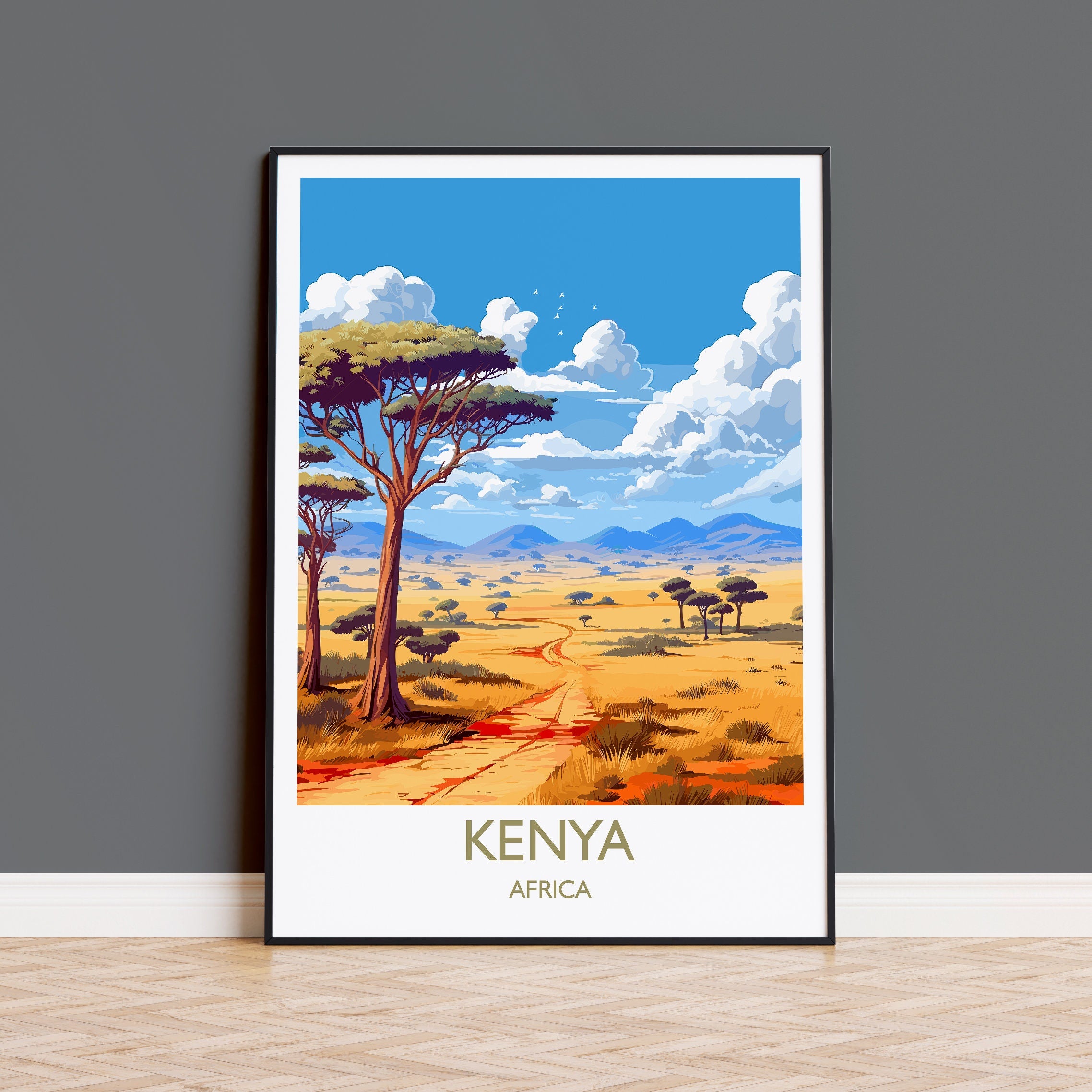 Kenya Travel Print, Travel Poster of Kenya, Kenya Gift, Africa, Africa Art Gift, Wall Art Print