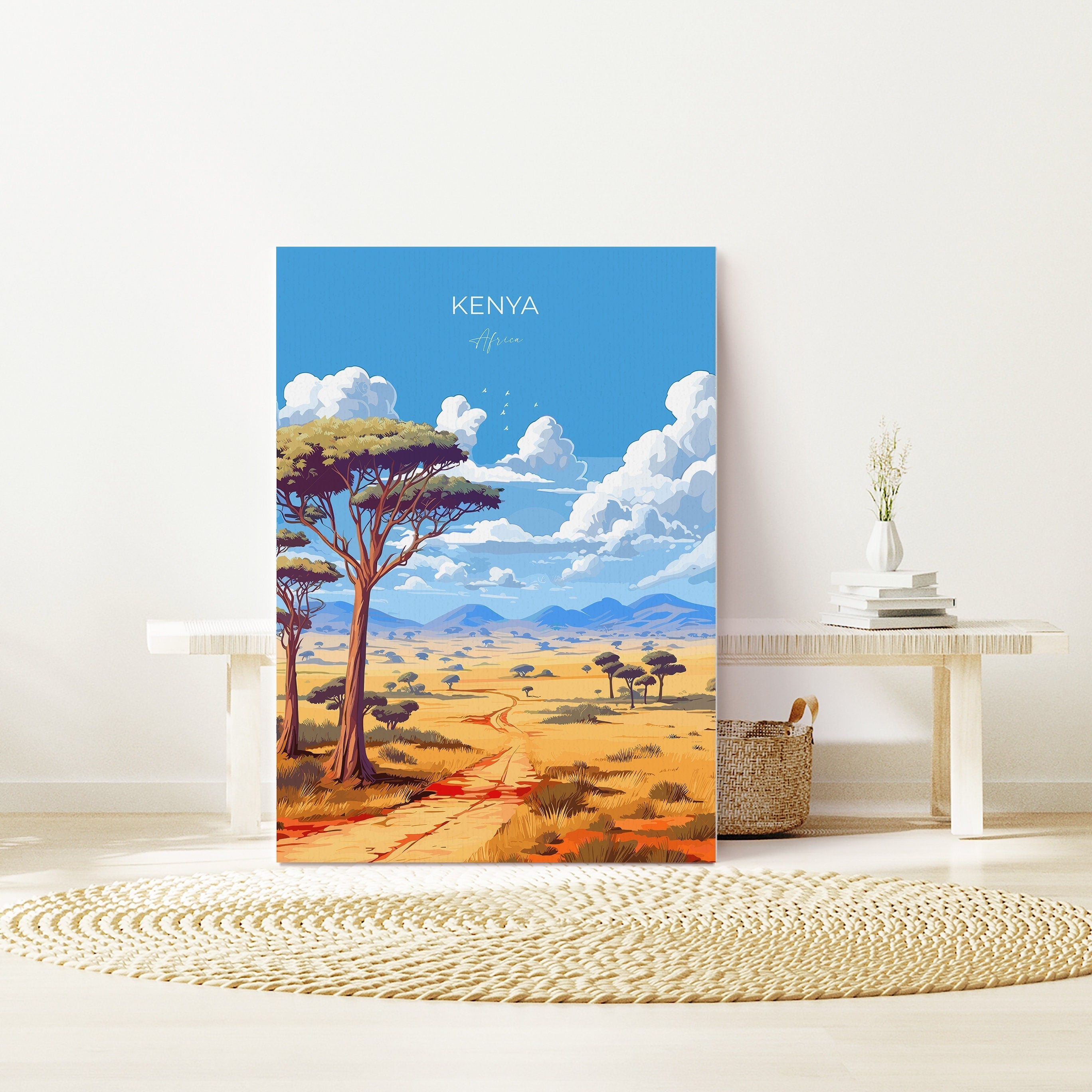 Kenya Travel Print, Travel Poster of Kenya, Kenya Gift, Africa, Africa Art Gift, Wall Art Print NQ Media Designs