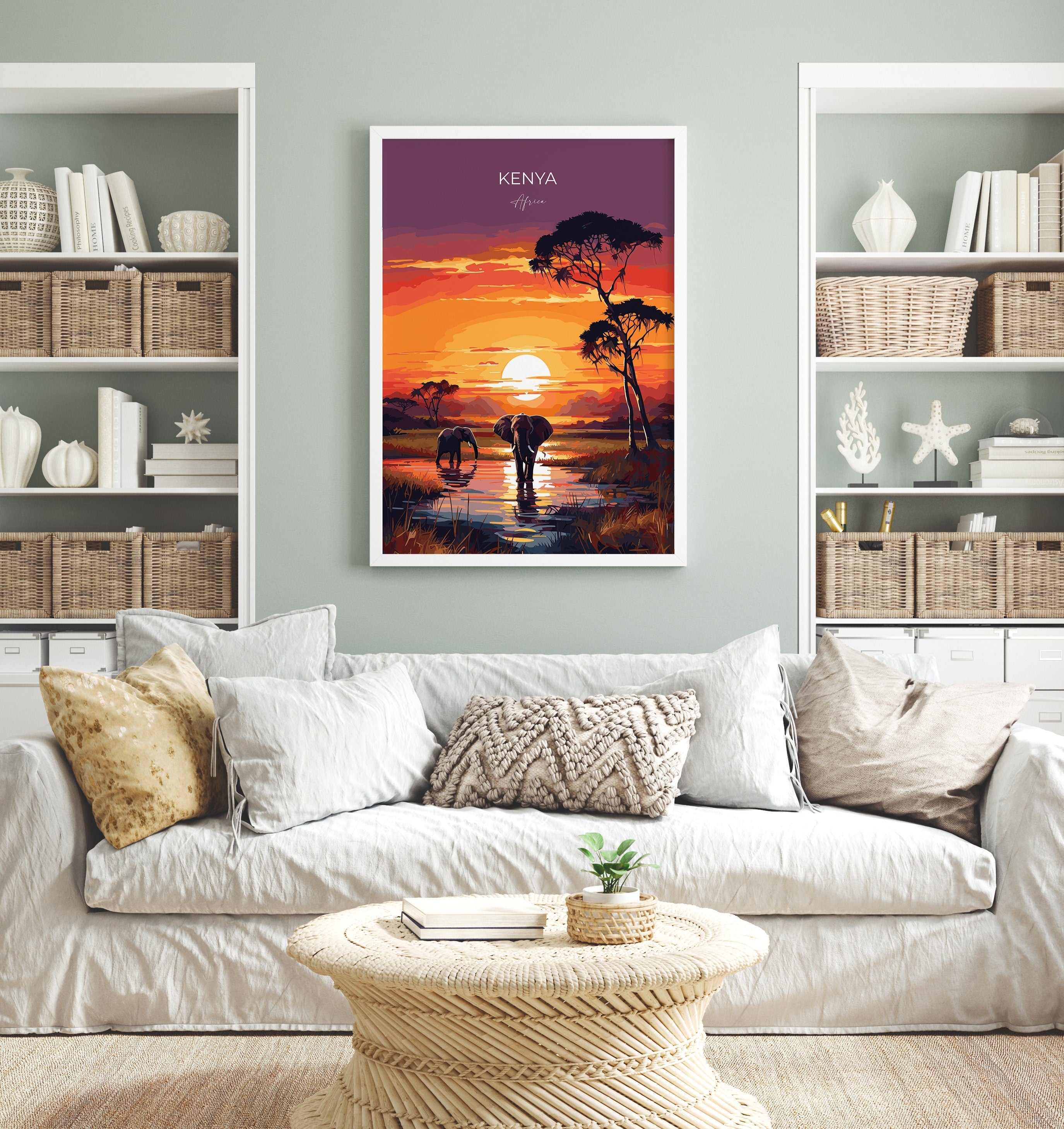 Kenya Travel Print, Travel Poster of Kenya, Kenya Gift, Kenya Sunset Africa, Africa Art Gift, Wall Art Print NQ Media Designs