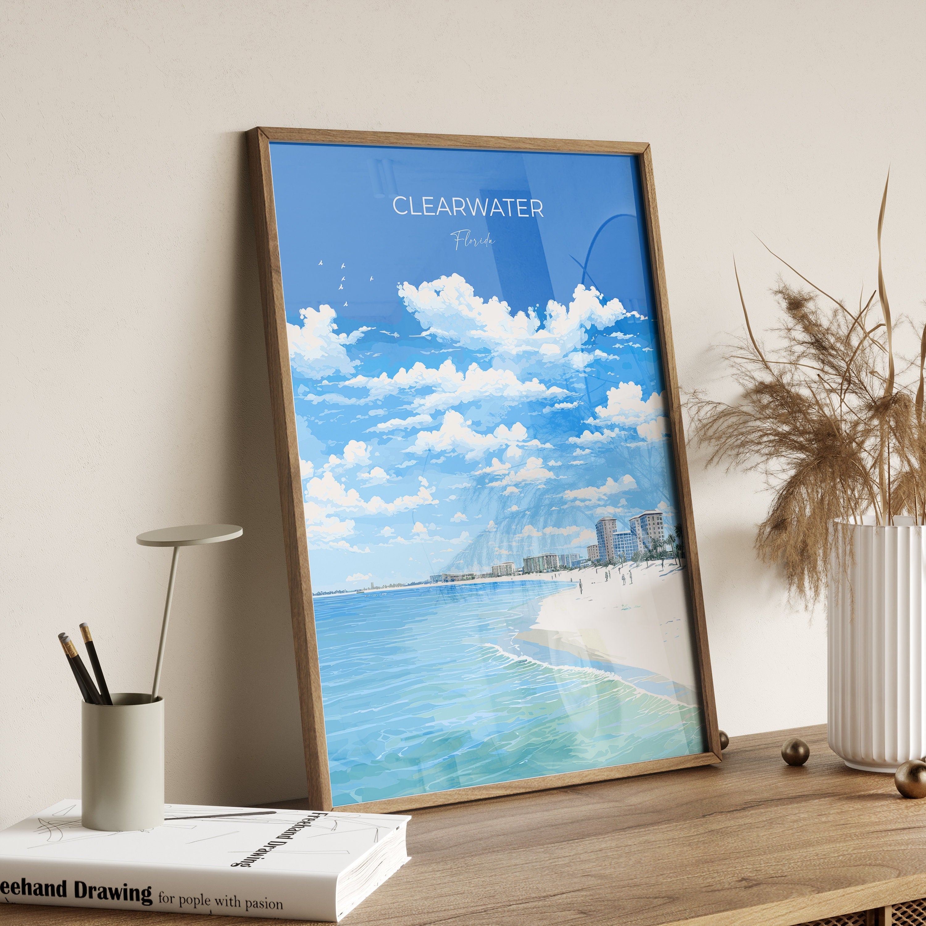 Clearwater Travel Print, Travel Poster of Clearwater, Clearwater Gift,Florida Art Gift,USA Wall Art Print NQ Media Designs