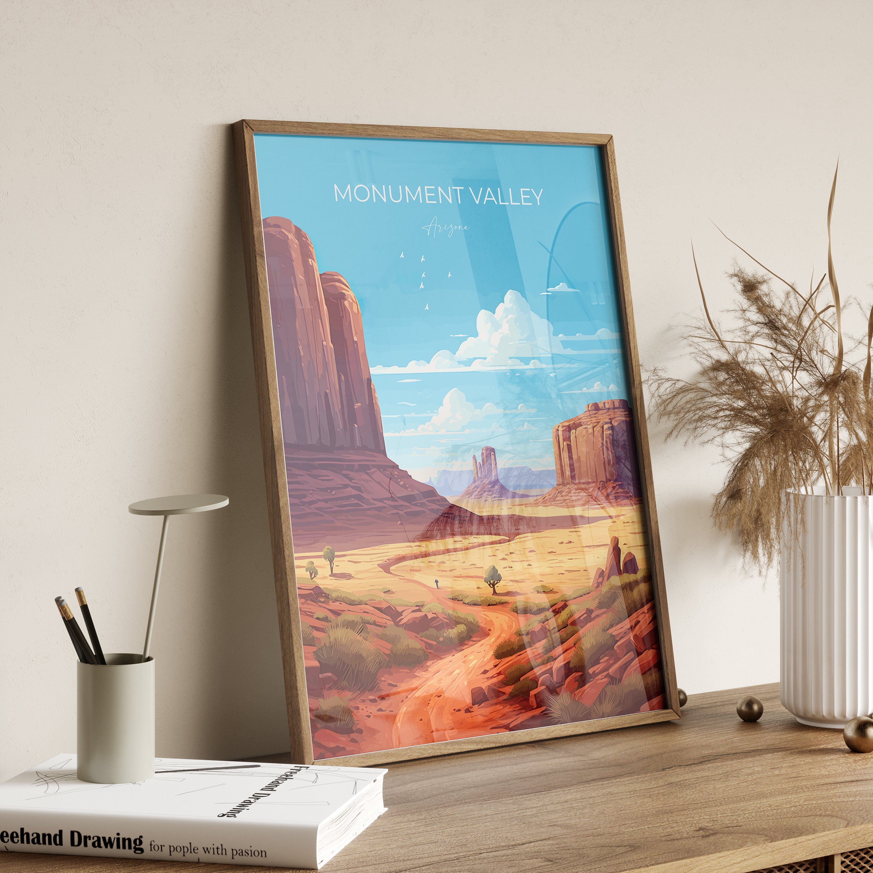 Monument Valley Print, Travel Poster of Monument Valley, Arizona, Arizona Art, Monument Valley Gift, Wall Art Print NQ Media Designs