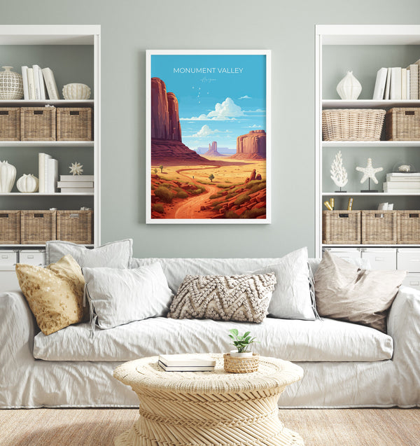 Monument Valley Print, Travel Poster of Monument Valley, Arizona, Arizona Art, Monument Valley Gift, Wall Art Print