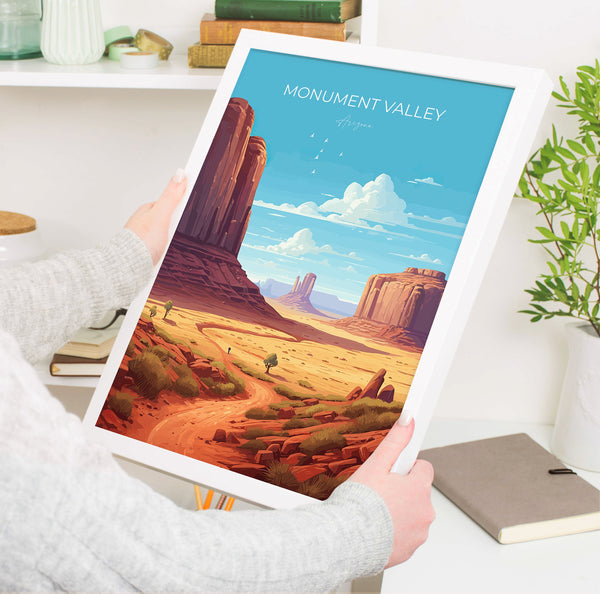 Monument Valley Print, Travel Poster of Monument Valley, Arizona, Arizona Art, Monument Valley Gift, Wall Art Print