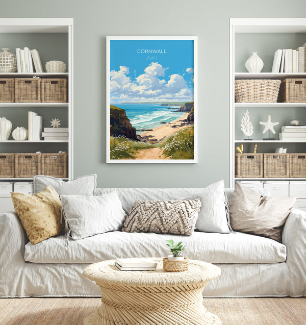 Cornwall Travel Print, Travel Poster of Cornwall, England, Cornwall Art, Cornwall Gift, Wall Art Print