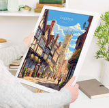 Chester Travel Print, Chester Travel Poster, England, Cheshire Art, Chester Gift, Wall Art Print NQ Media Designs