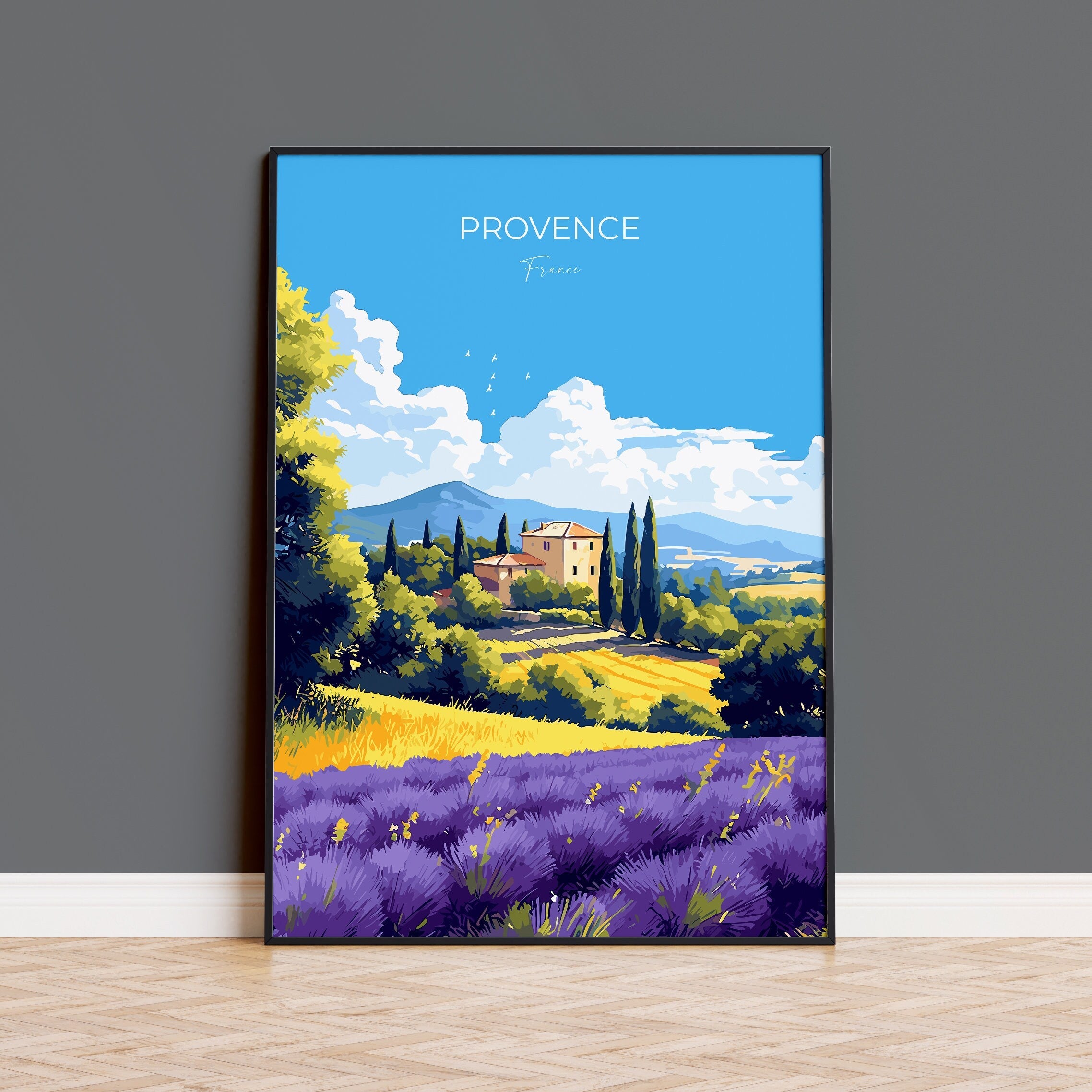 Provence Travel Poster, Travel Print of Provence, France, Provence Gift, France Wall Art, Travel Gift NQ Media Designs