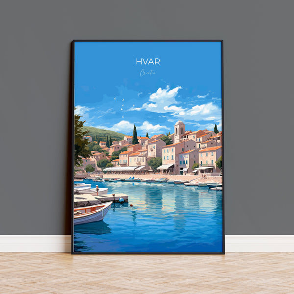 Hvar Travel Poster, Travel Print of Hvar, Croatia, Hvar Art, Hvar Gift, Wall Art Print