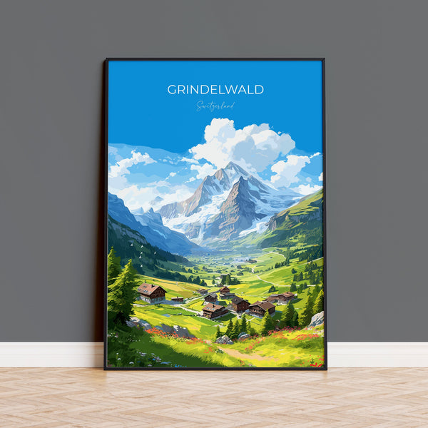 Grindelwald Travel Print, Travel Poster of Grindelwald, Grindelwald Gift, Switzerland Art Gift, Wall Art Print