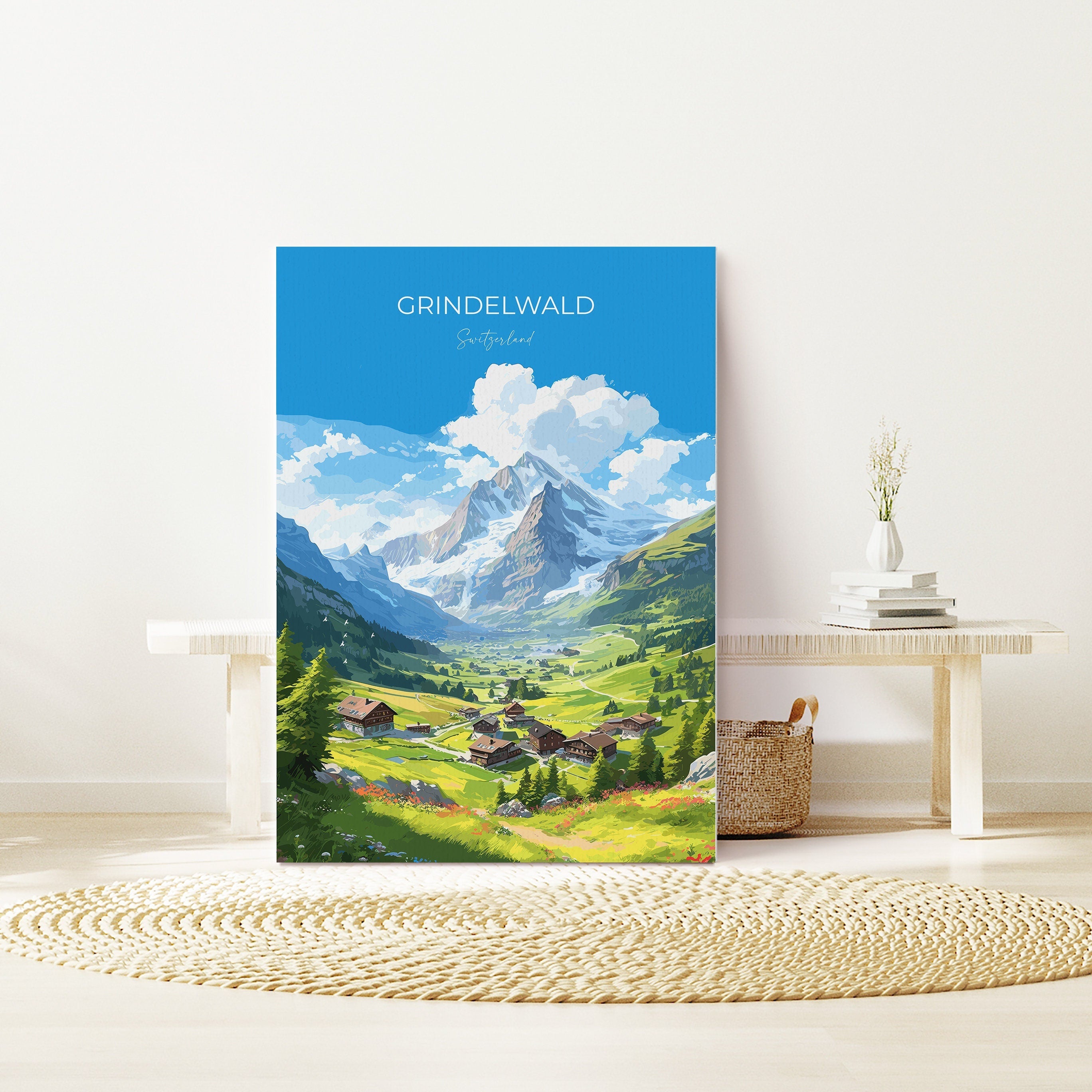 Grindelwald Travel Print, Travel Poster of Grindelwald, Grindelwald Gift, Switzerland Art Gift, Wall Art Print NQ Media Designs