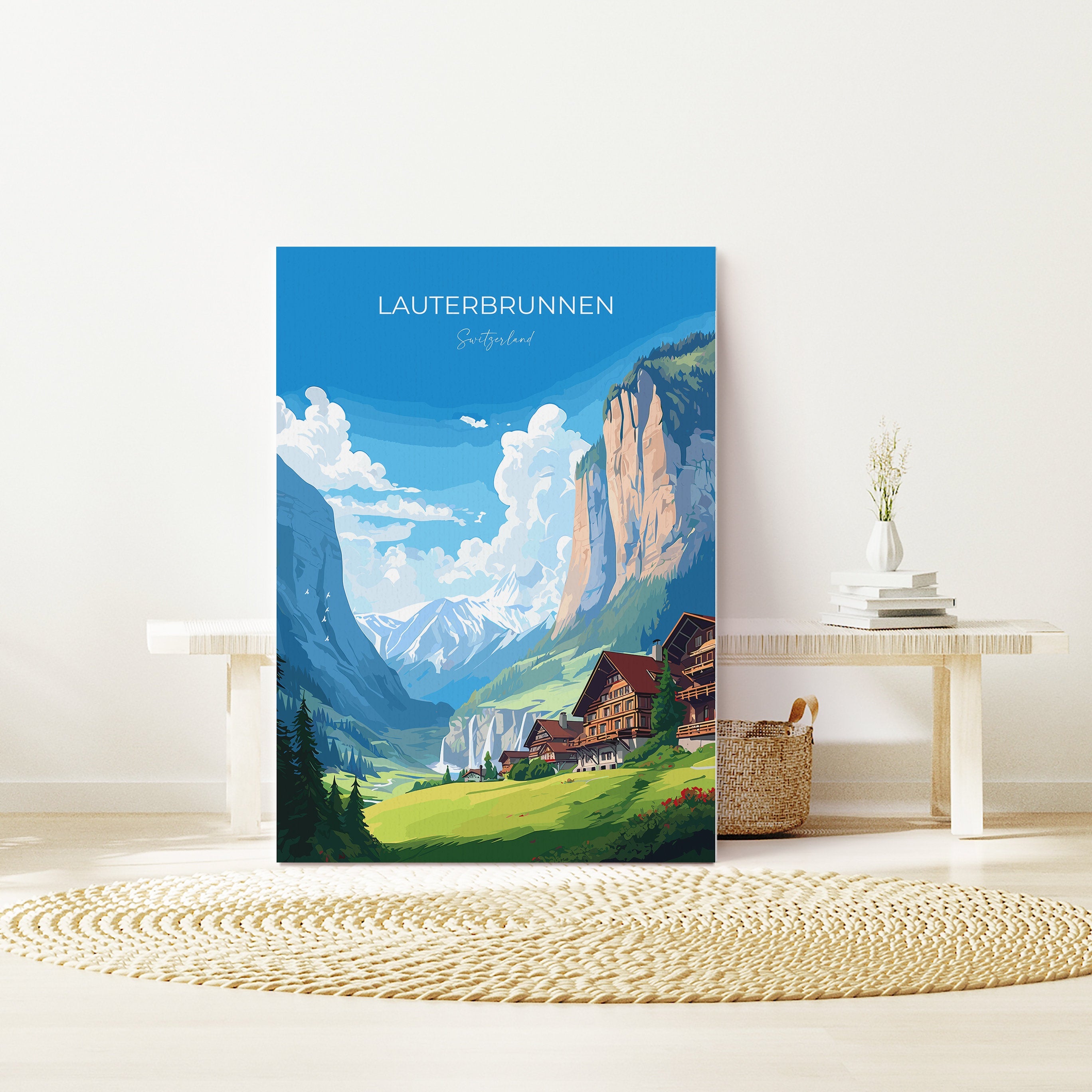 Lauterbrunnen Travel Print, Travel Poster of Lauterbrunnen, Lauterbrunnen Gift, Switzerland Art Gift,Wall Art Print NQ Media Designs