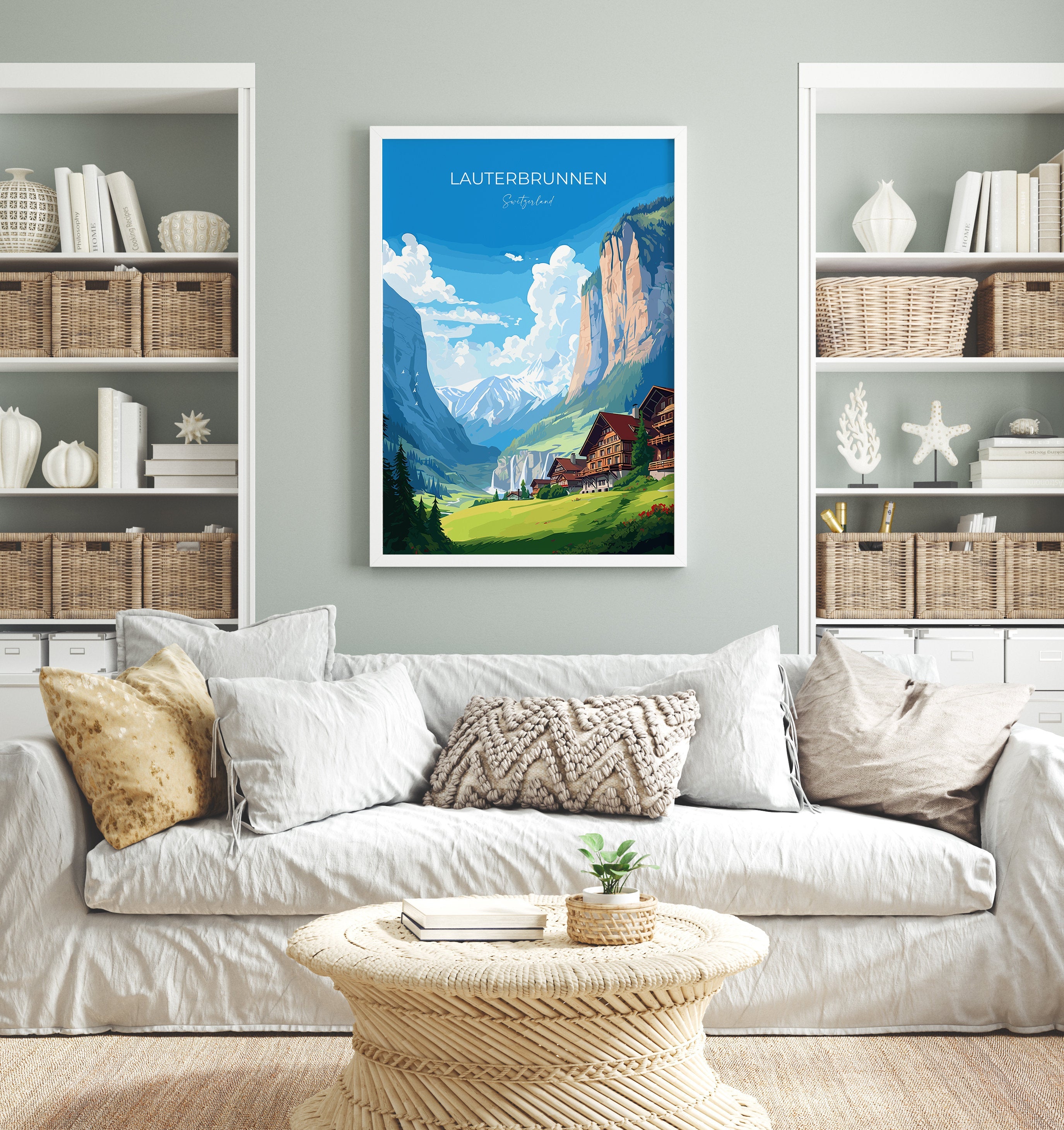 Lauterbrunnen Travel Print, Travel Poster of Lauterbrunnen, Lauterbrunnen Gift, Switzerland Art Gift,Wall Art Print NQ Media Designs