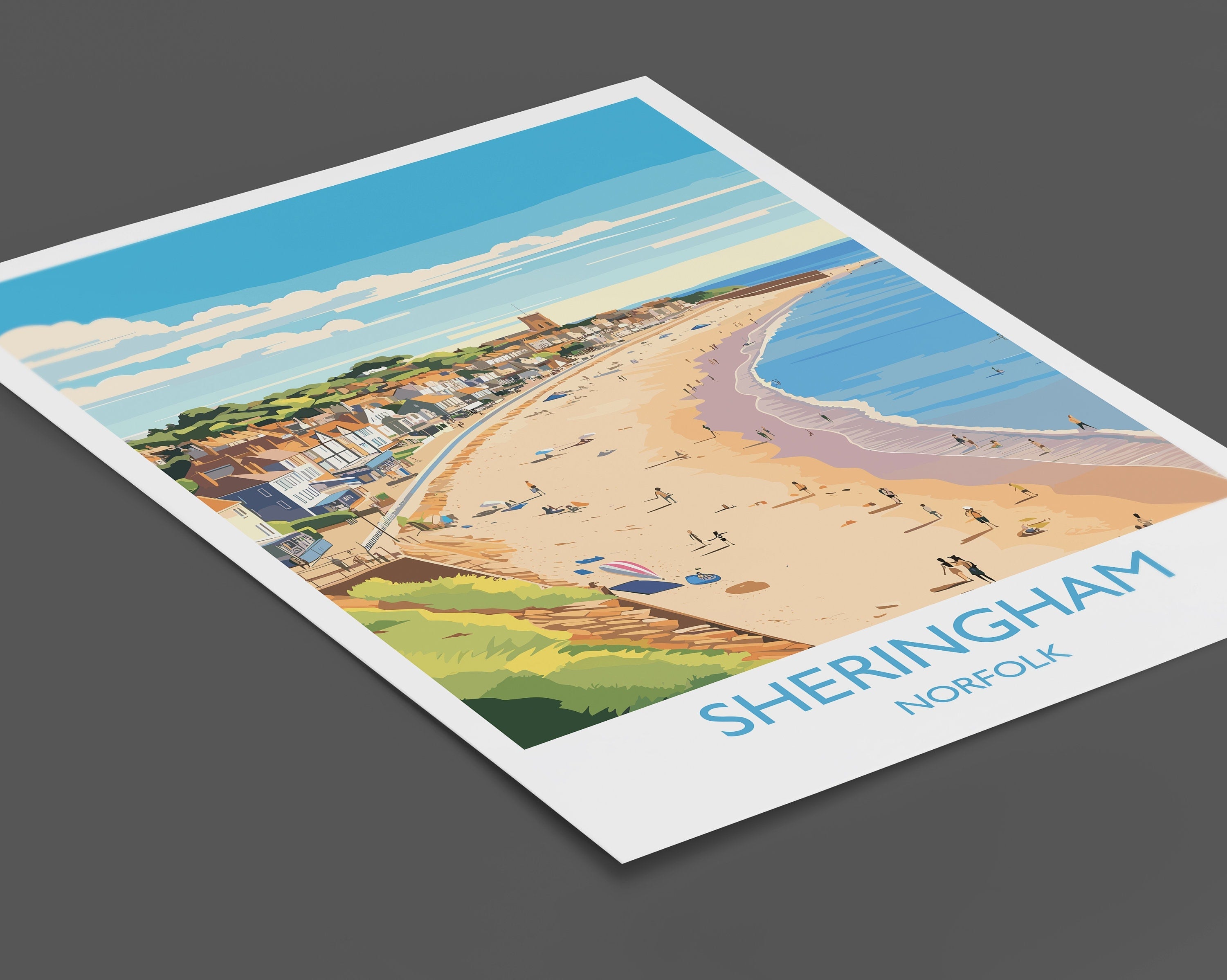 Sheringham Beach Travel Print, Travel Poster of Sheringham , Norfolk Gift, England, Norfolk Art, Sheringham Gift, Wall Art Print NQ Media Designs