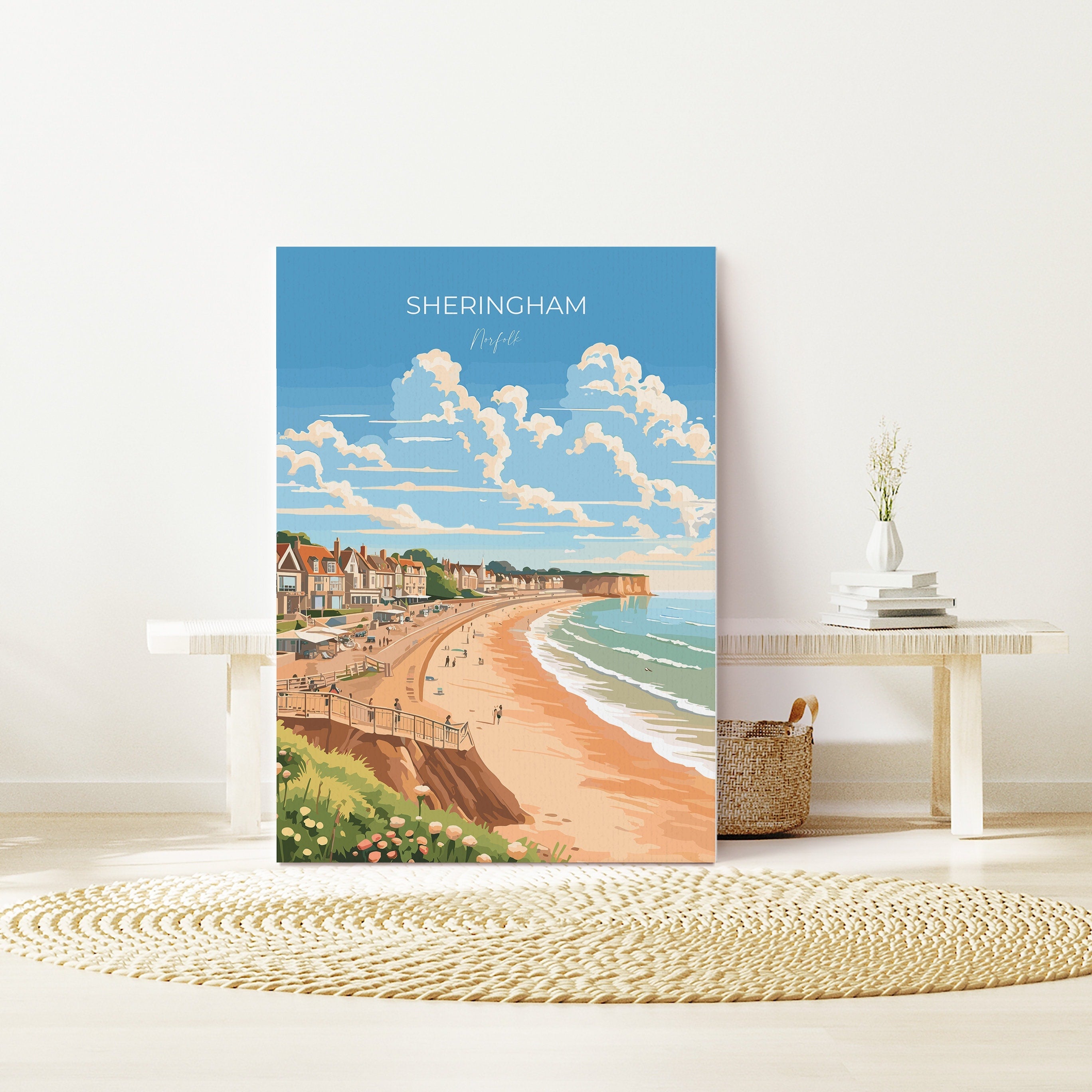 Sheringham Beach Travel Print, Travel Poster of Sheringham , Norfolk Gift, England, Norfolk Art, Sheringham Gift, Wall Art Print NQ Media Designs