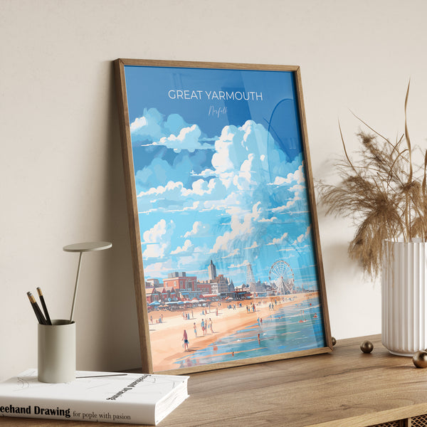 Great Yarmouth Travel Print, Travel Poster of Great Yarmouth , Norfolk Gift, England, Norfolk Art, Great Yarmouth Gift, Wall Art Print
