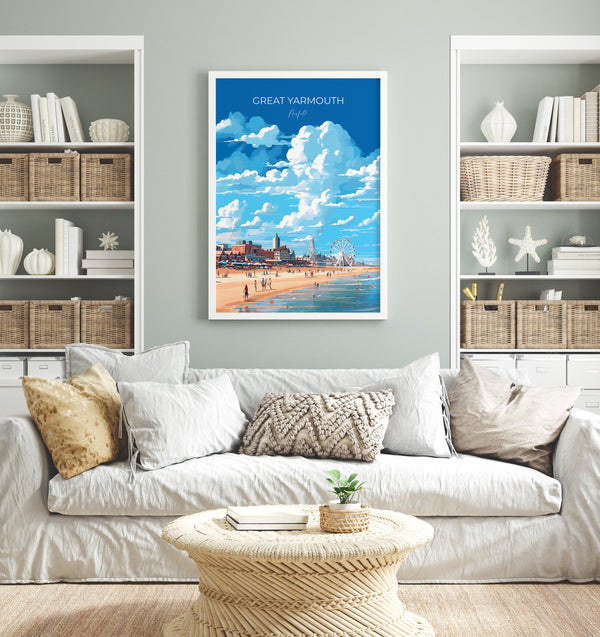 Great Yarmouth Travel Print, Travel Poster of Great Yarmouth , Norfolk Gift, England, Norfolk Art, Great Yarmouth Gift, Wall Art Print