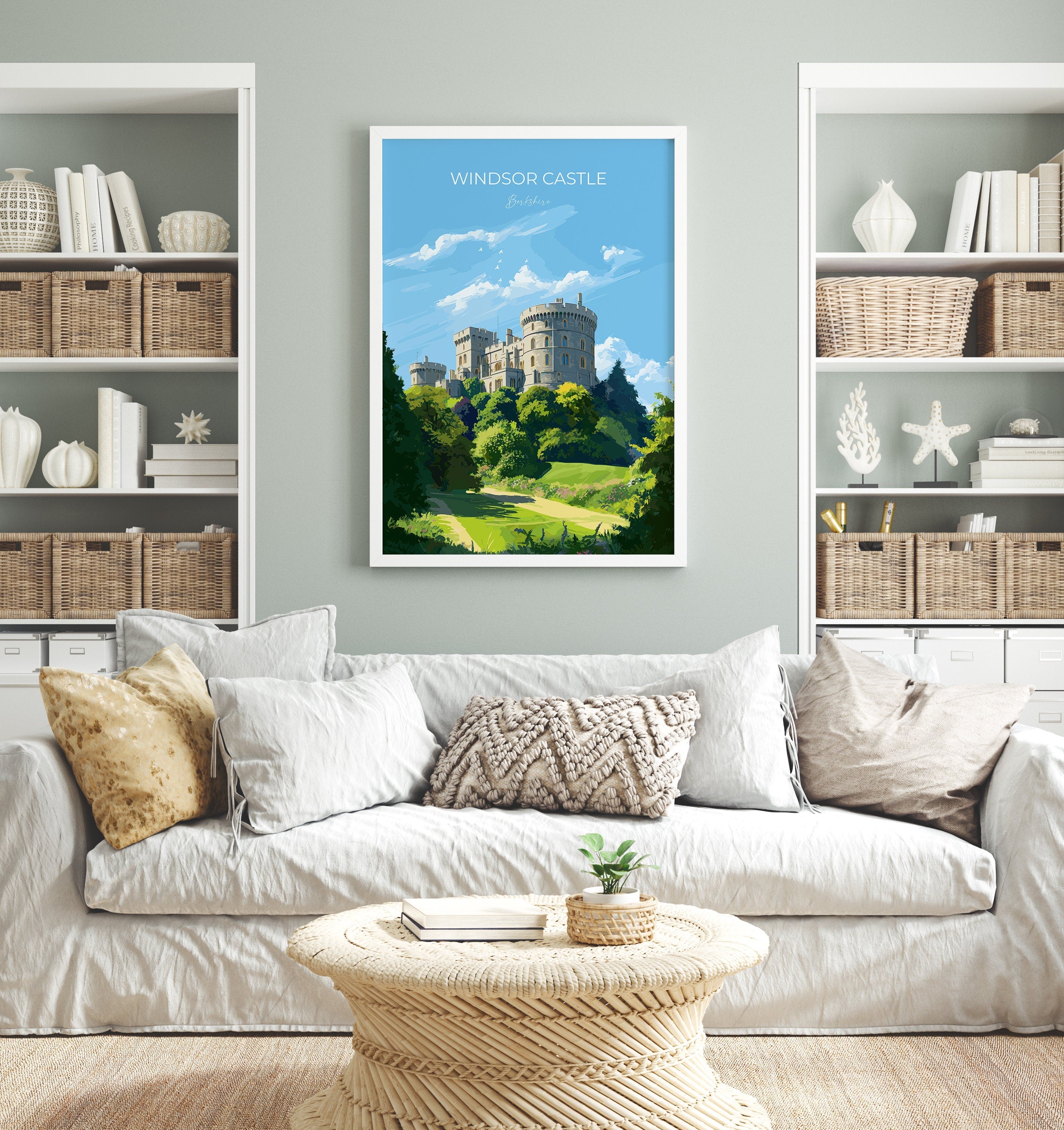 Windsor Castle Print, Travel Poster of Windsor Castle, Berkshire, England, Windsor Castle Gift, UK Wall Art Gift Print NQ Media Designs