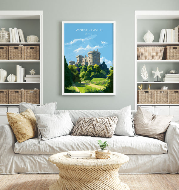Windsor Castle Print, Travel Poster of Windsor Castle, Berkshire, England, Windsor Castle Gift, UK Wall Art Gift Print