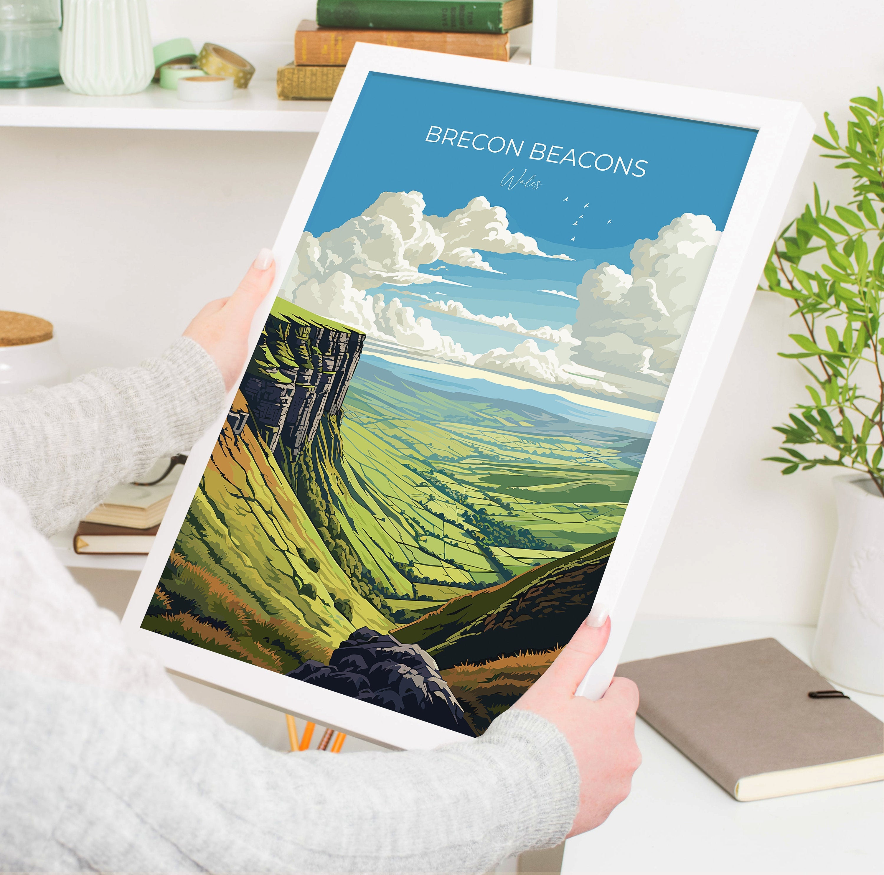 Brecon Beacons Print, Brecon Beacons Travel Poster, Wales, Welsh Art, Brecon Beacons Gift, Wall Art Print NQ Media Designs
