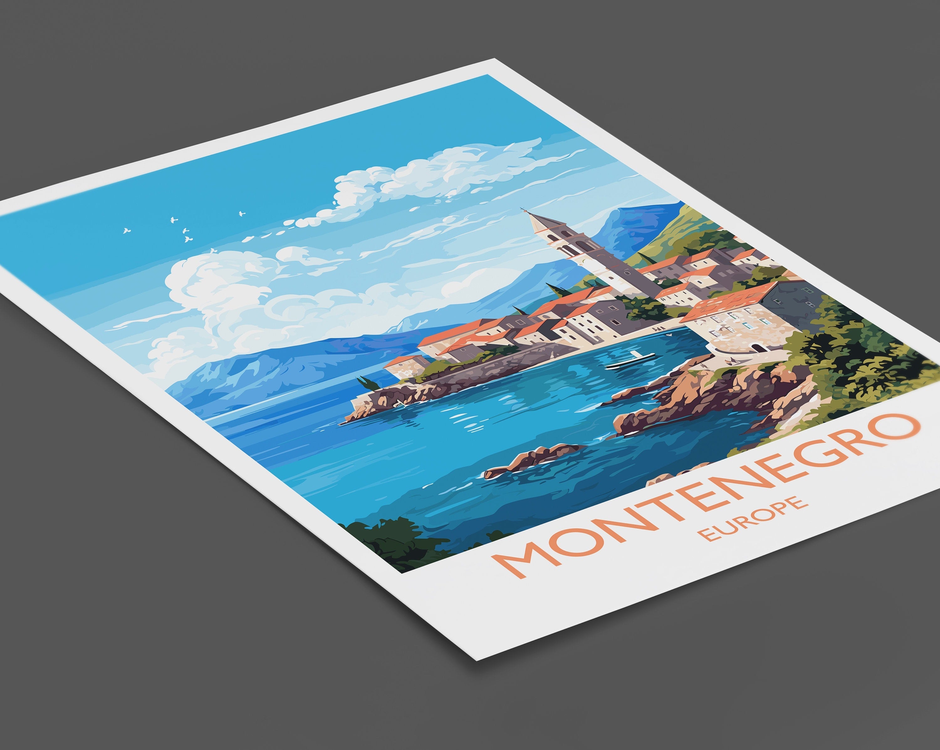 Montenegro Travel Poster, Montenegro Travel Print, Montenegro, Europe Art, Montenegro Gift, Wall Art Print NQ Media Designs