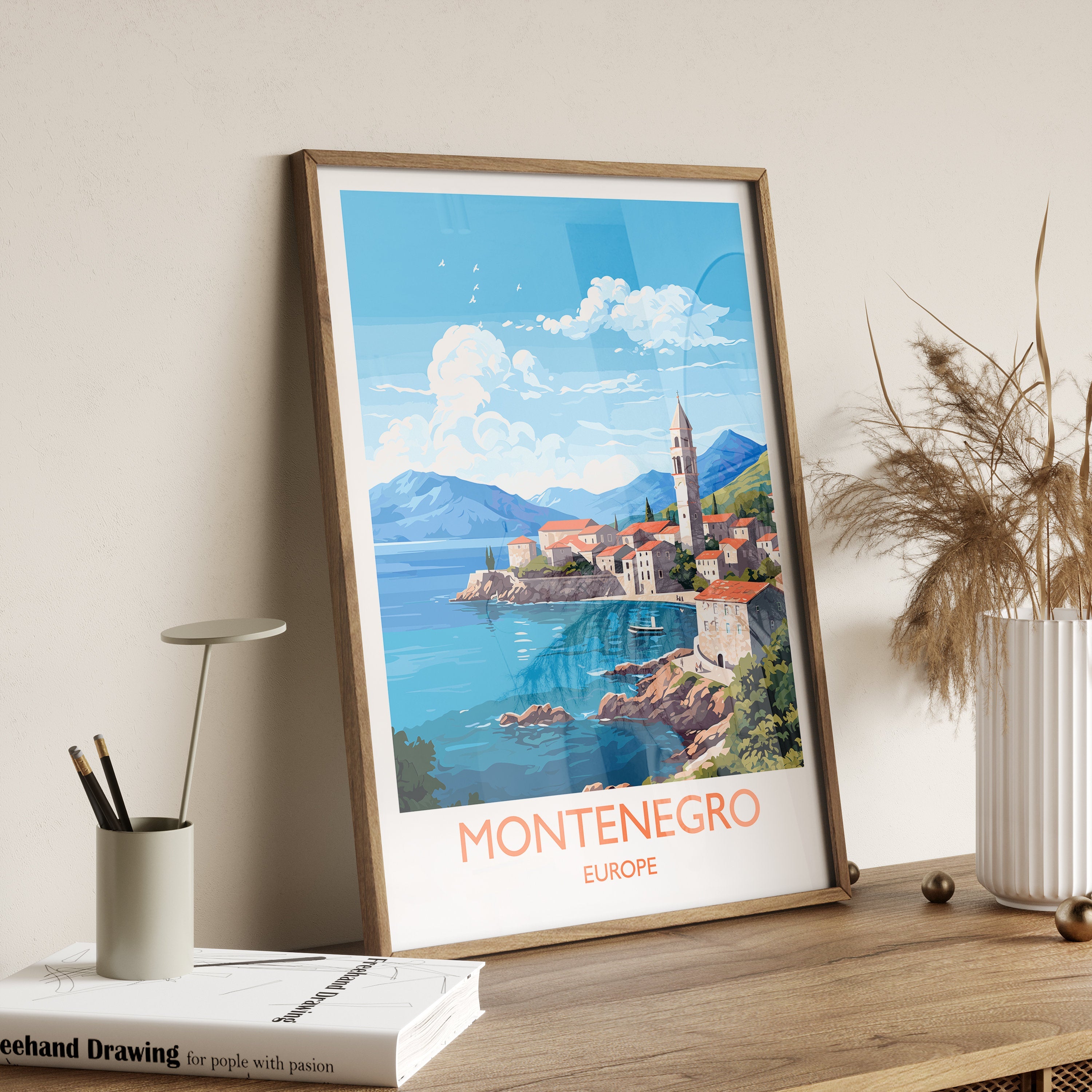 Montenegro Travel Poster, Montenegro Travel Print, Montenegro, Europe Art, Montenegro Gift, Wall Art Print NQ Media Designs