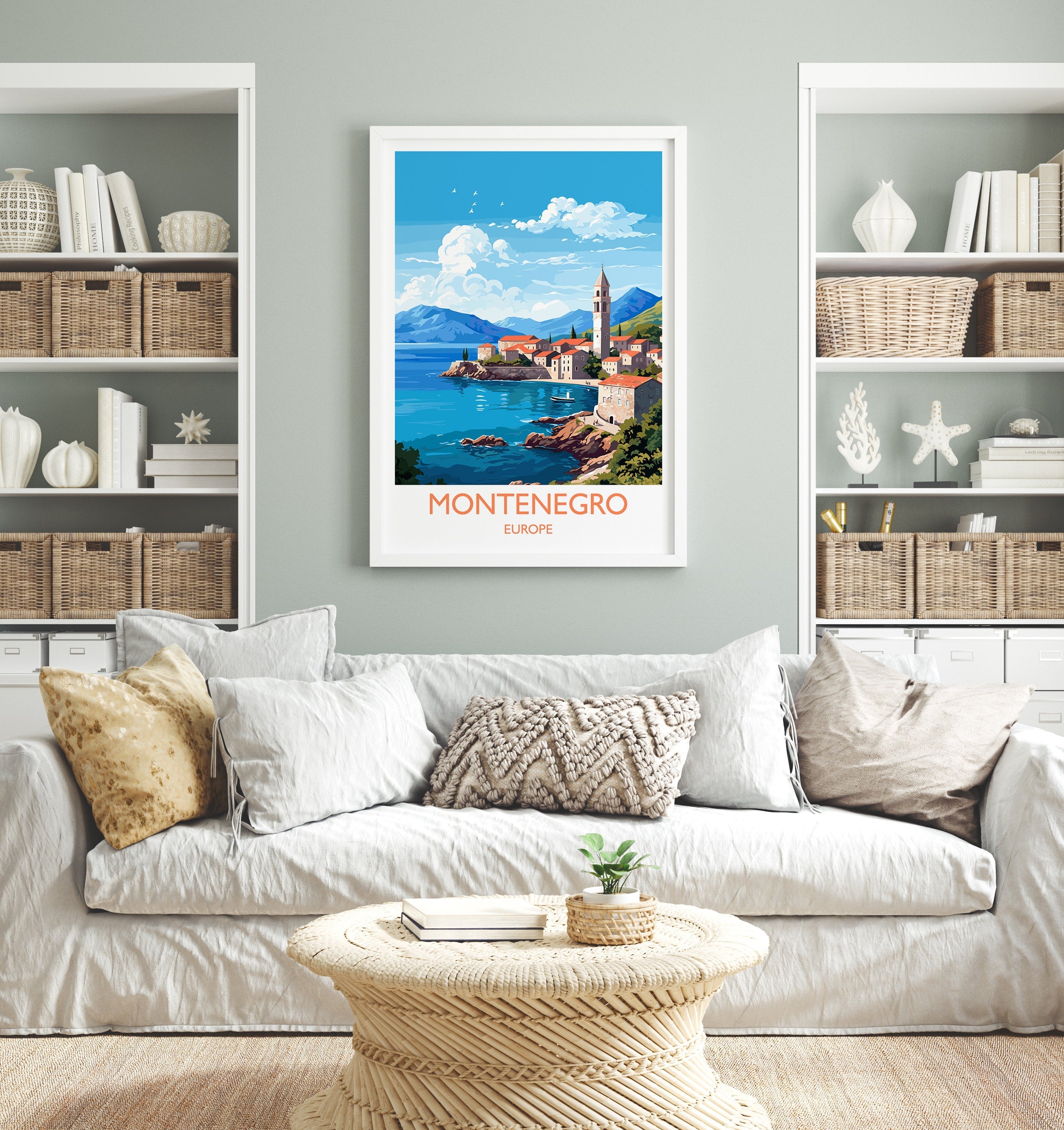 Montenegro Travel Poster, Montenegro Travel Print, Montenegro, Europe Art, Montenegro Gift, Wall Art Print NQ Media Designs