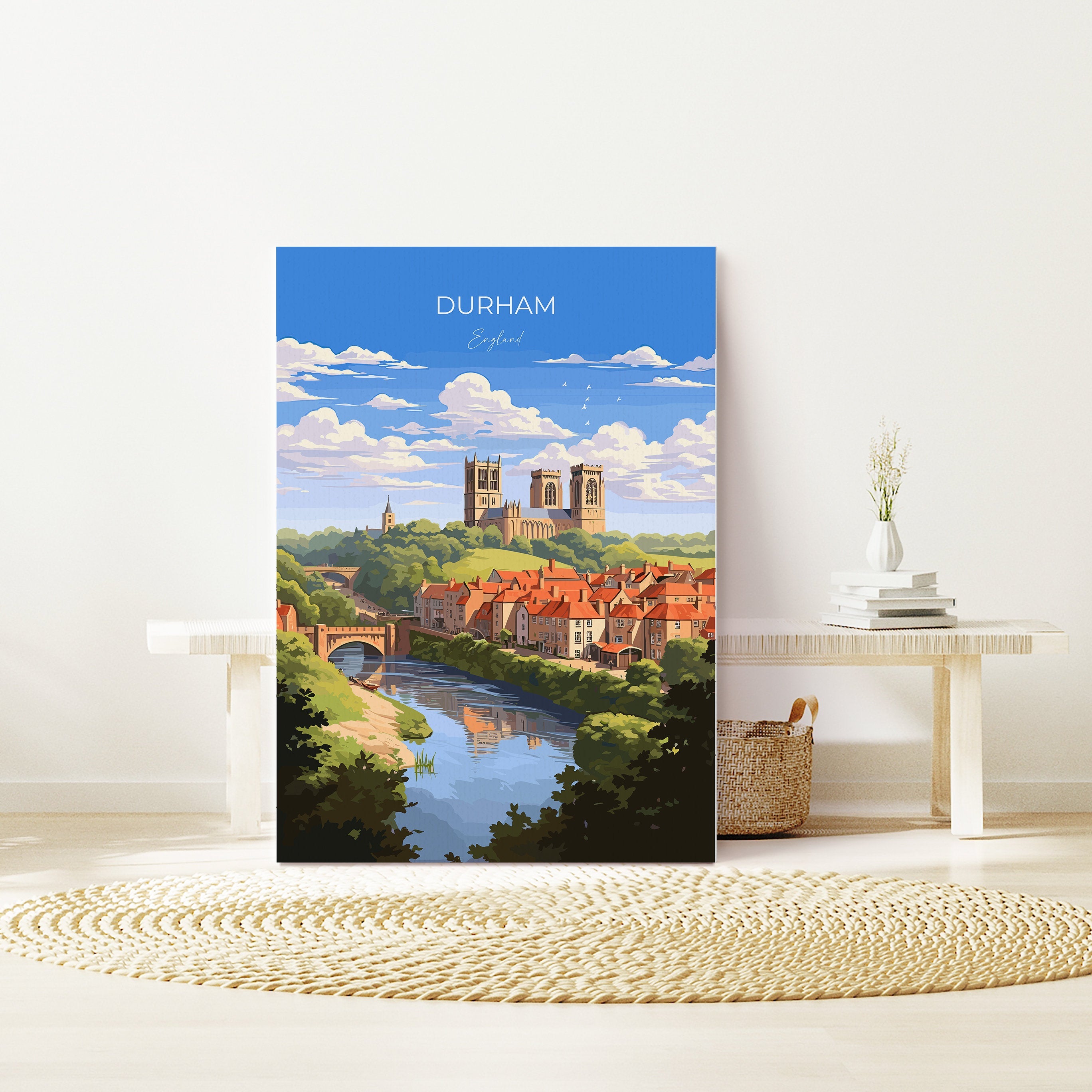 Durham Travel Print, Travel Poster of Durham, County Durham, England, Durham Art, Durham Gift, Wall Art Print NQ Media Designs