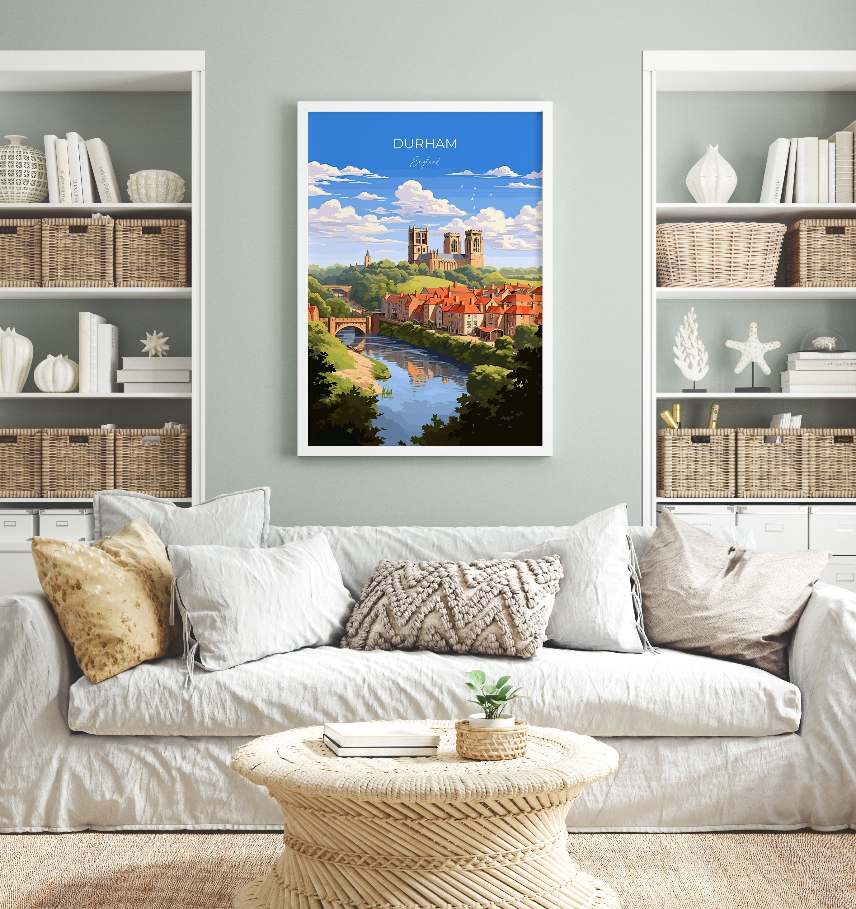 Durham Travel Print, Travel Poster of Durham, County Durham, England, Durham Art, Durham Gift, Wall Art Print NQ Media Designs