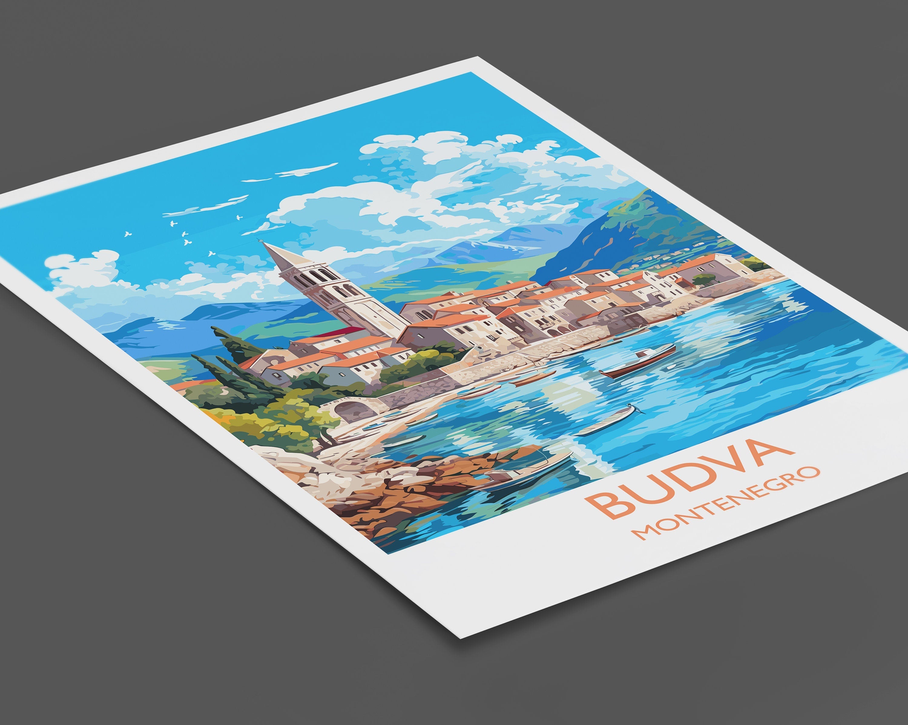 Budva Travel Poster, Budva Travel Print, Montenegro Art Gift, Europe Art, Budva Gift, Wall Art Print NQ Media Designs