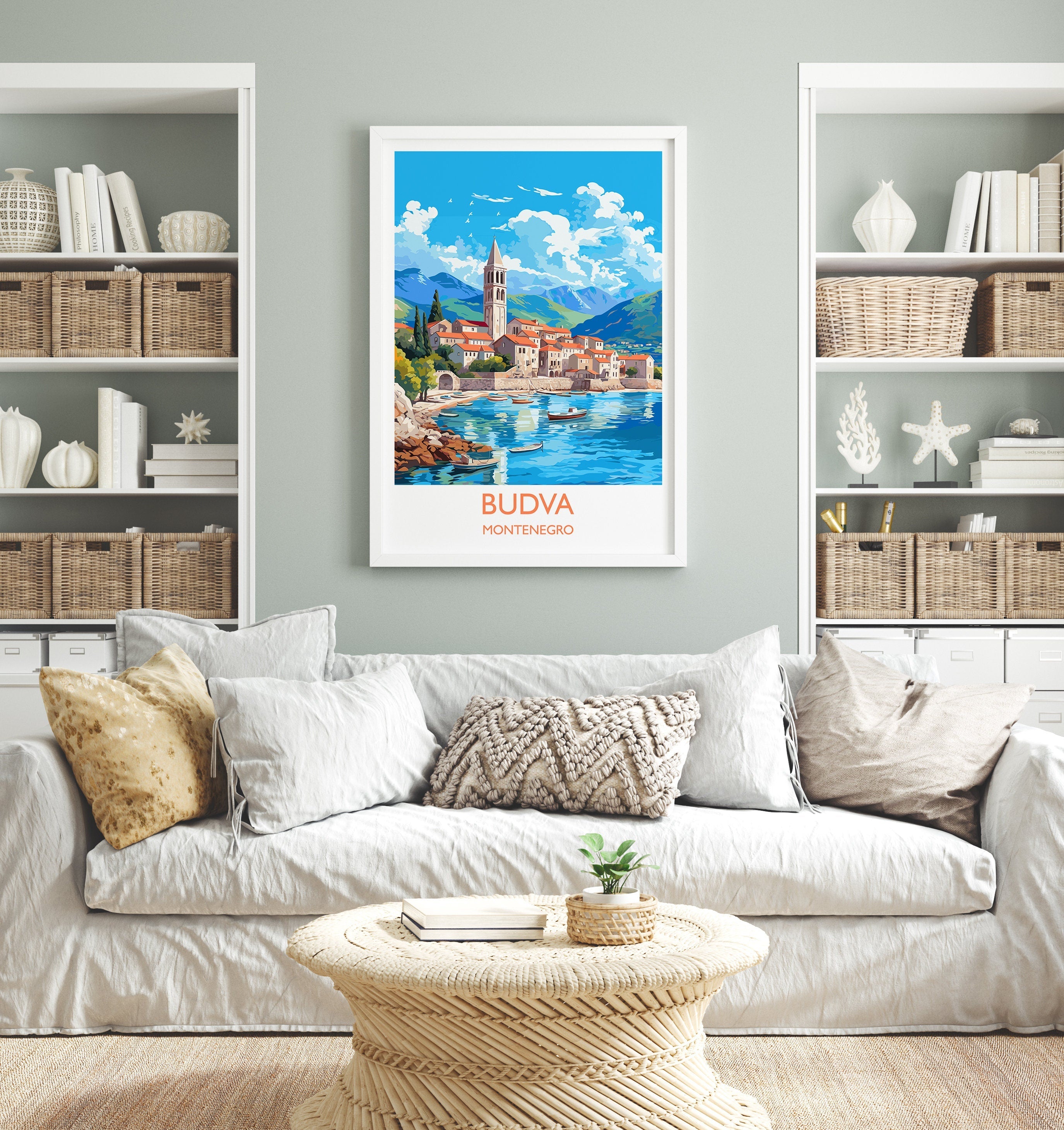 Budva Travel Poster, Budva Travel Print, Montenegro Art Gift, Europe Art, Budva Gift, Wall Art Print NQ Media Designs