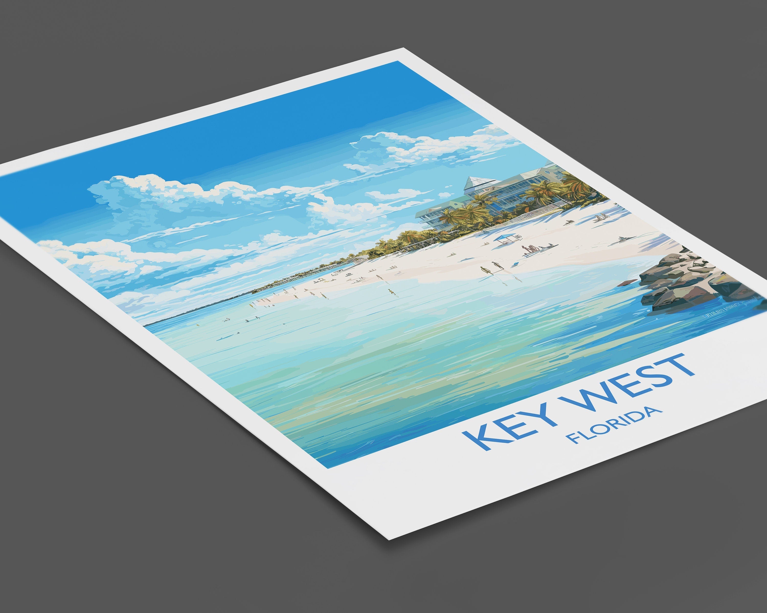 Key West Travel Print, Travel Poster of Key West , Key West Gift,Florida Art Gift,USA Wall Art Print NQ Media Designs