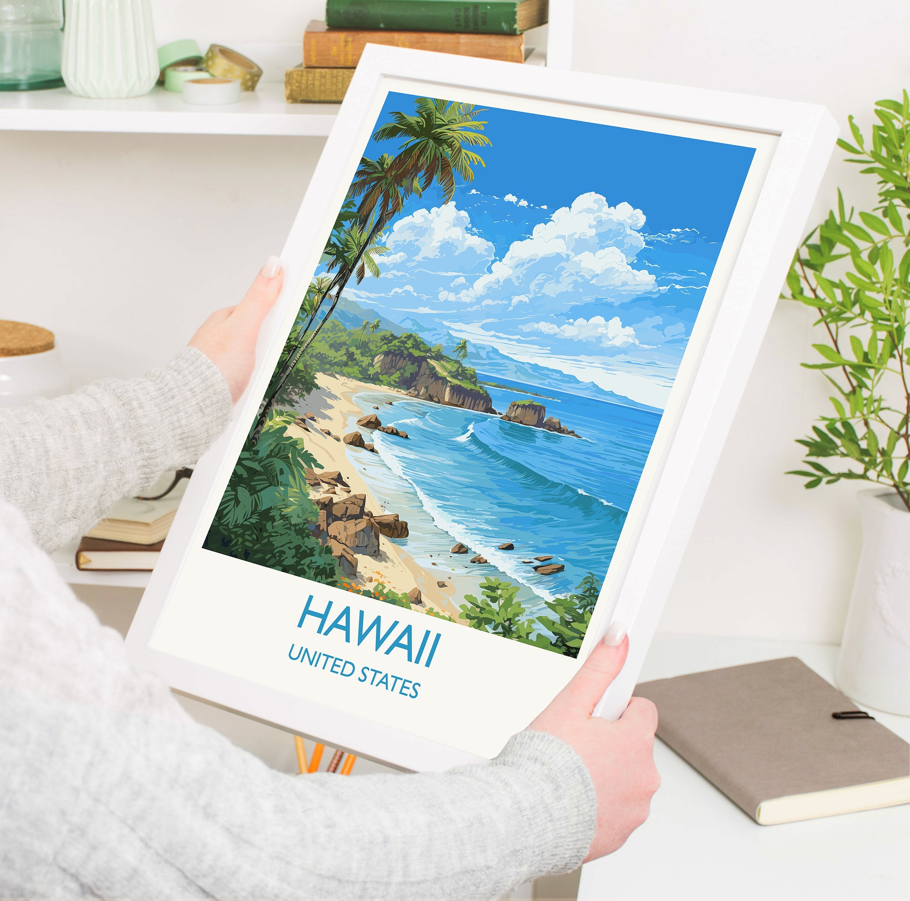 Hawaii Travel Print, Travel Poster of Hawaii, Hawaii Art Gift,USA Wall Art Print NQ Media Designs