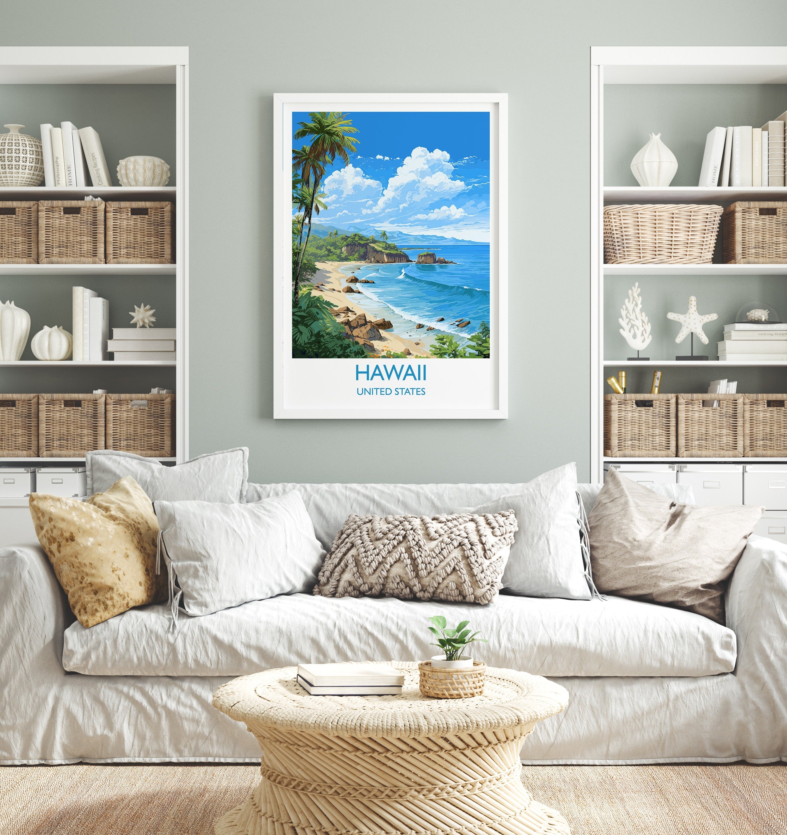 Hawaii Travel Print, Travel Poster of Hawaii, Hawaii Art Gift,USA Wall Art Print NQ Media Designs