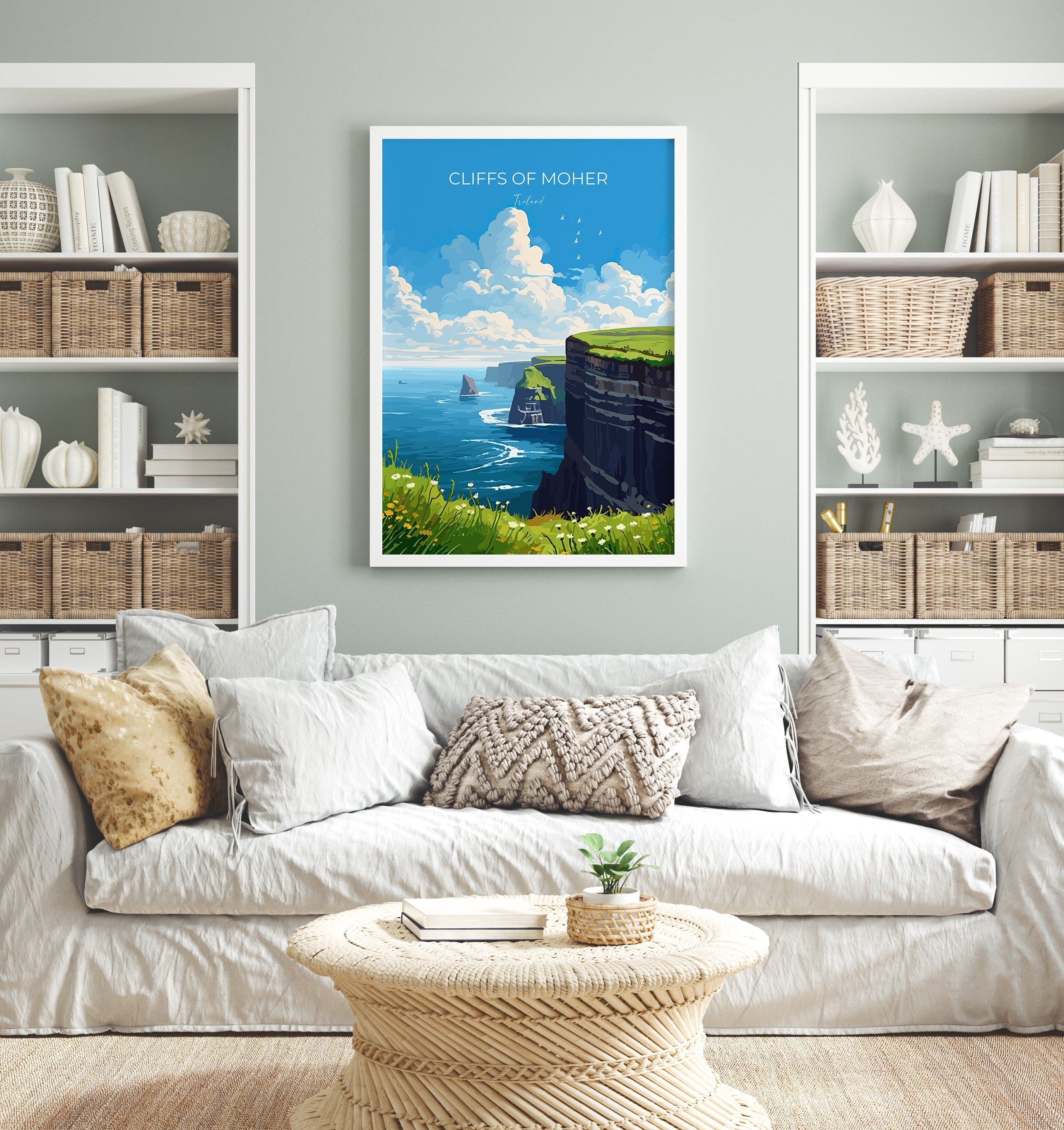 Cliffs of Moher Print, Travel Poster of Cliffs of Moher, Cliffs of Moher Gift, Ireland Art Gift, Travel Gift NQ Media Designs