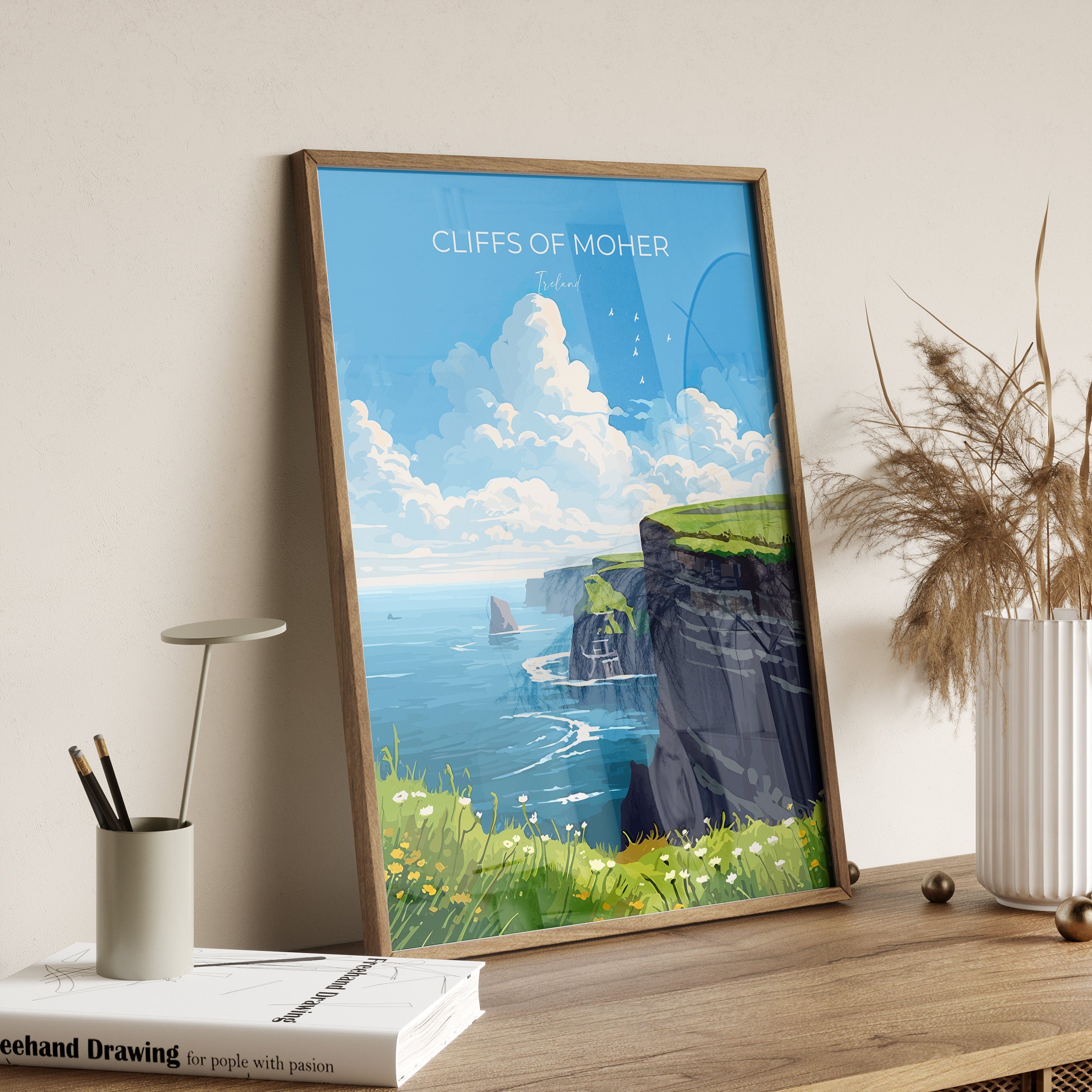 Cliffs of Moher Print, Travel Poster of Cliffs of Moher, Cliffs of Moher Gift, Ireland Art Gift, Travel Gift NQ Media Designs