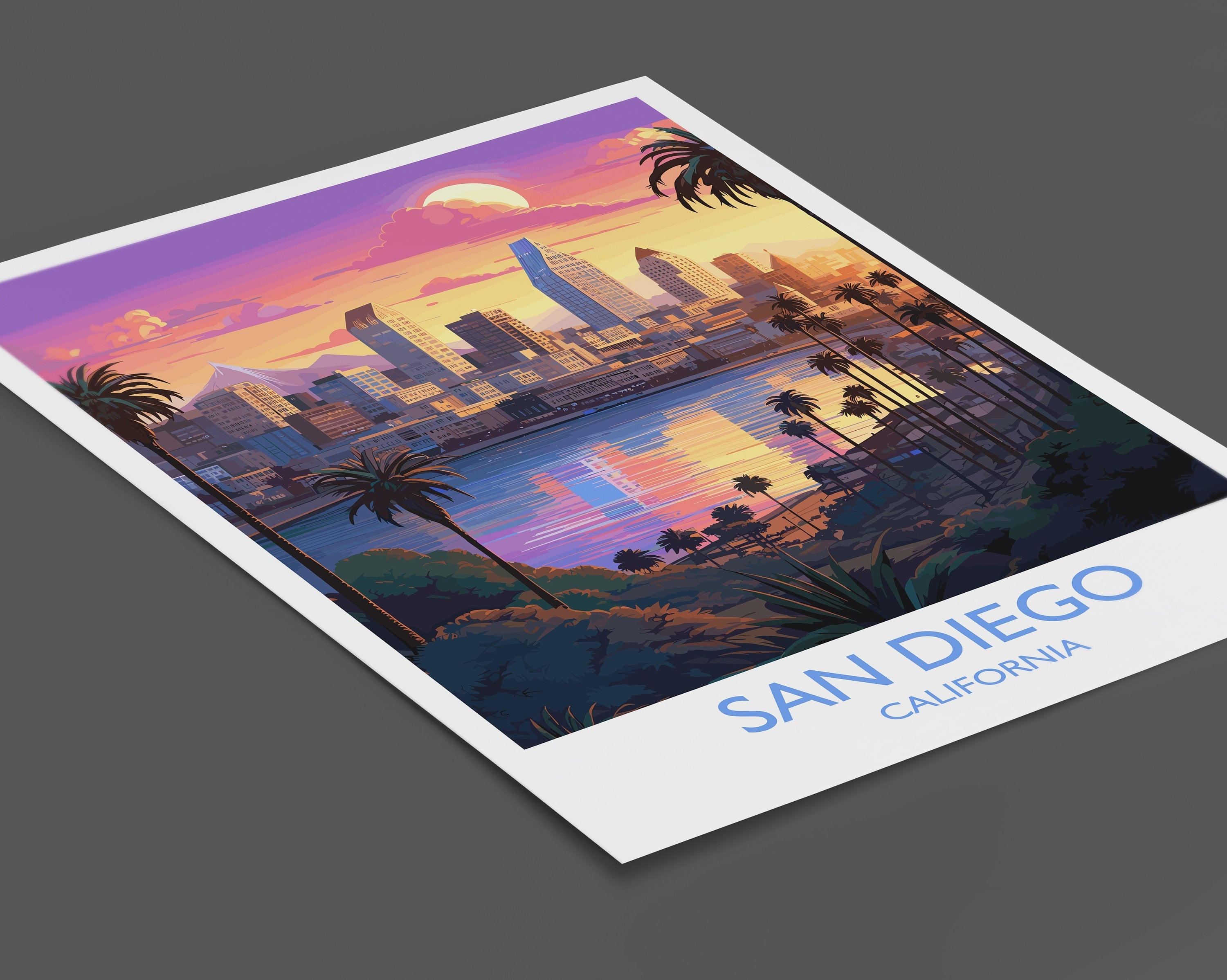 San Diego Travel Poster, Travel Print of San Diego, California, San Diego Gift, USA Gift, Wall Art Print NQ Media Designs