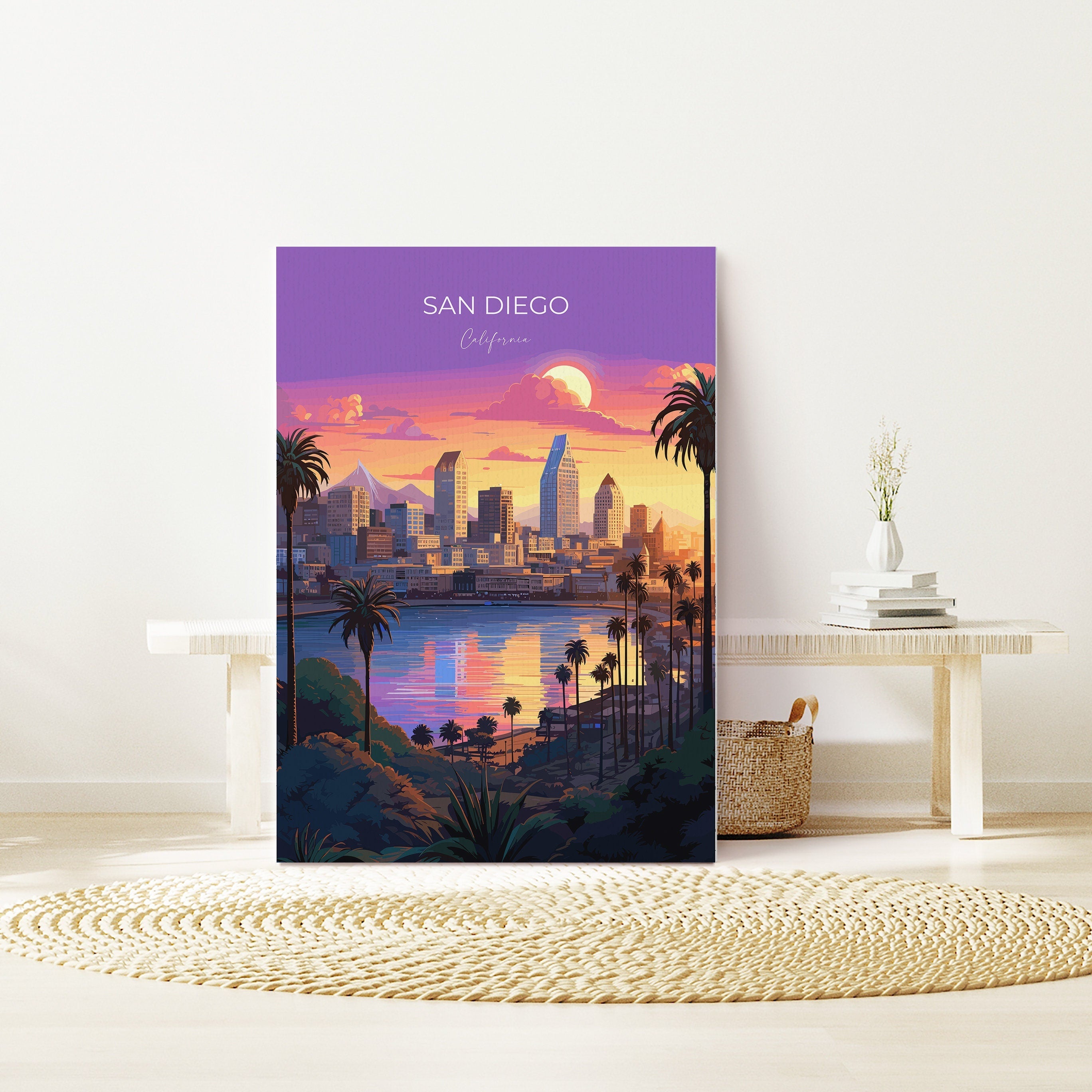 San Diego Travel Poster, Travel Print of San Diego, California, San Diego Gift, USA Gift, Wall Art Print NQ Media Designs