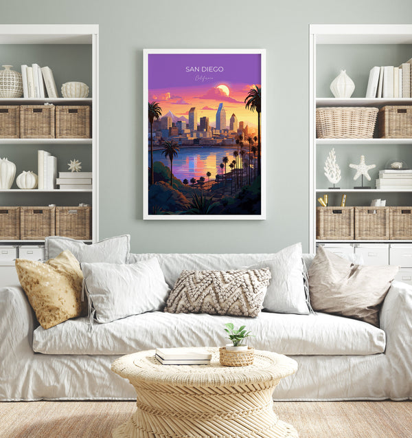 San Diego Travel Poster, Travel Print of San Diego, California, San Diego Gift, USA Gift, Wall Art Print